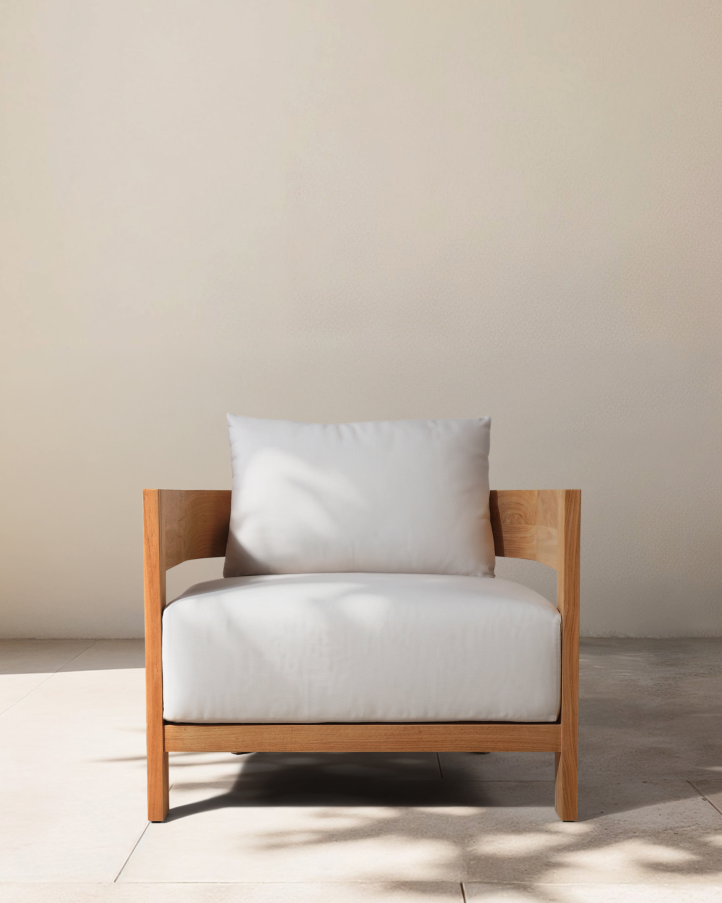 Natural Teak Curved Solid Teak Outdoor Lounge Chair