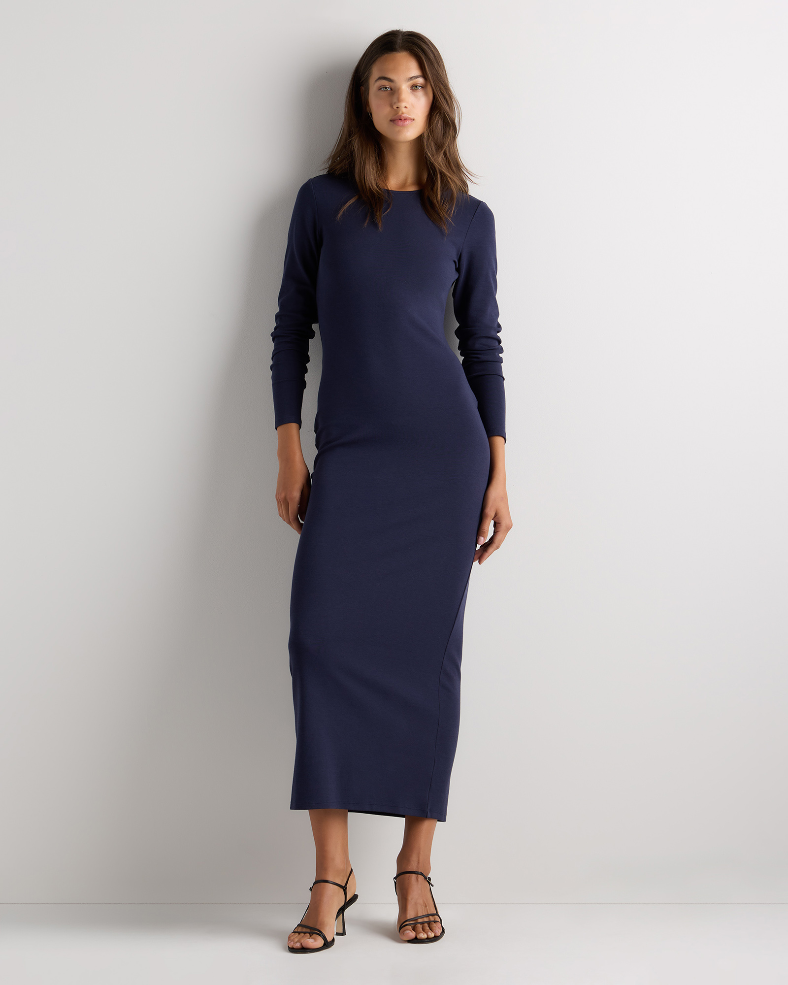 Deep Navy Long Sleeve Knit Maxi Dress