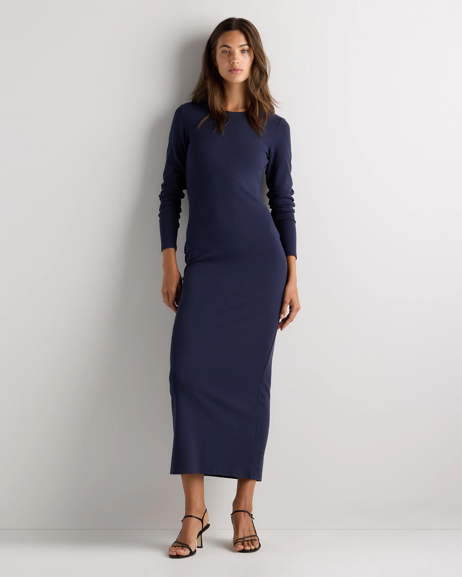 Long Sleeve Knit Maxi Dress in Deep Navy