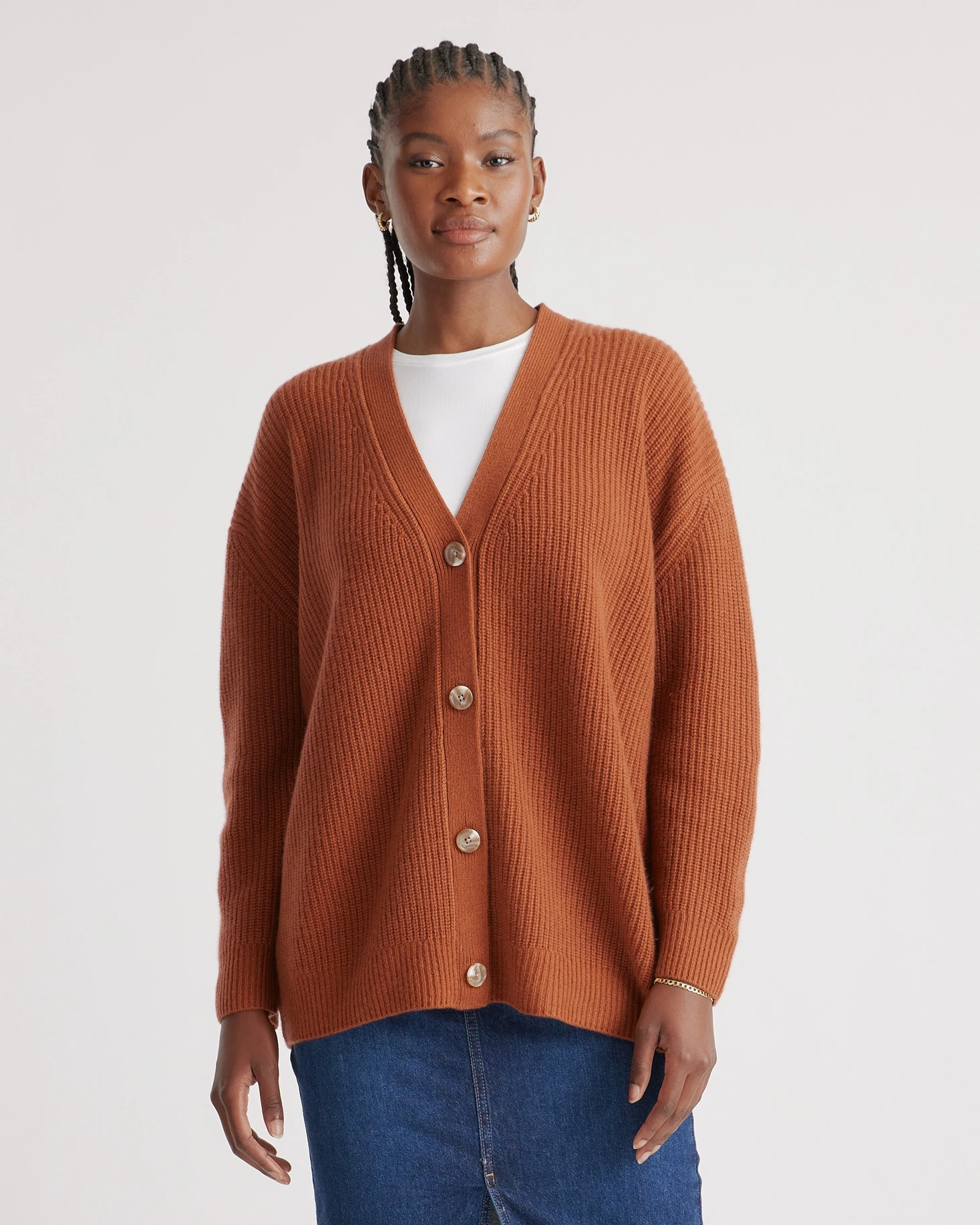 Lightweight Mongolian Cashmere Oversized Boyfriend Cardigan Sweater