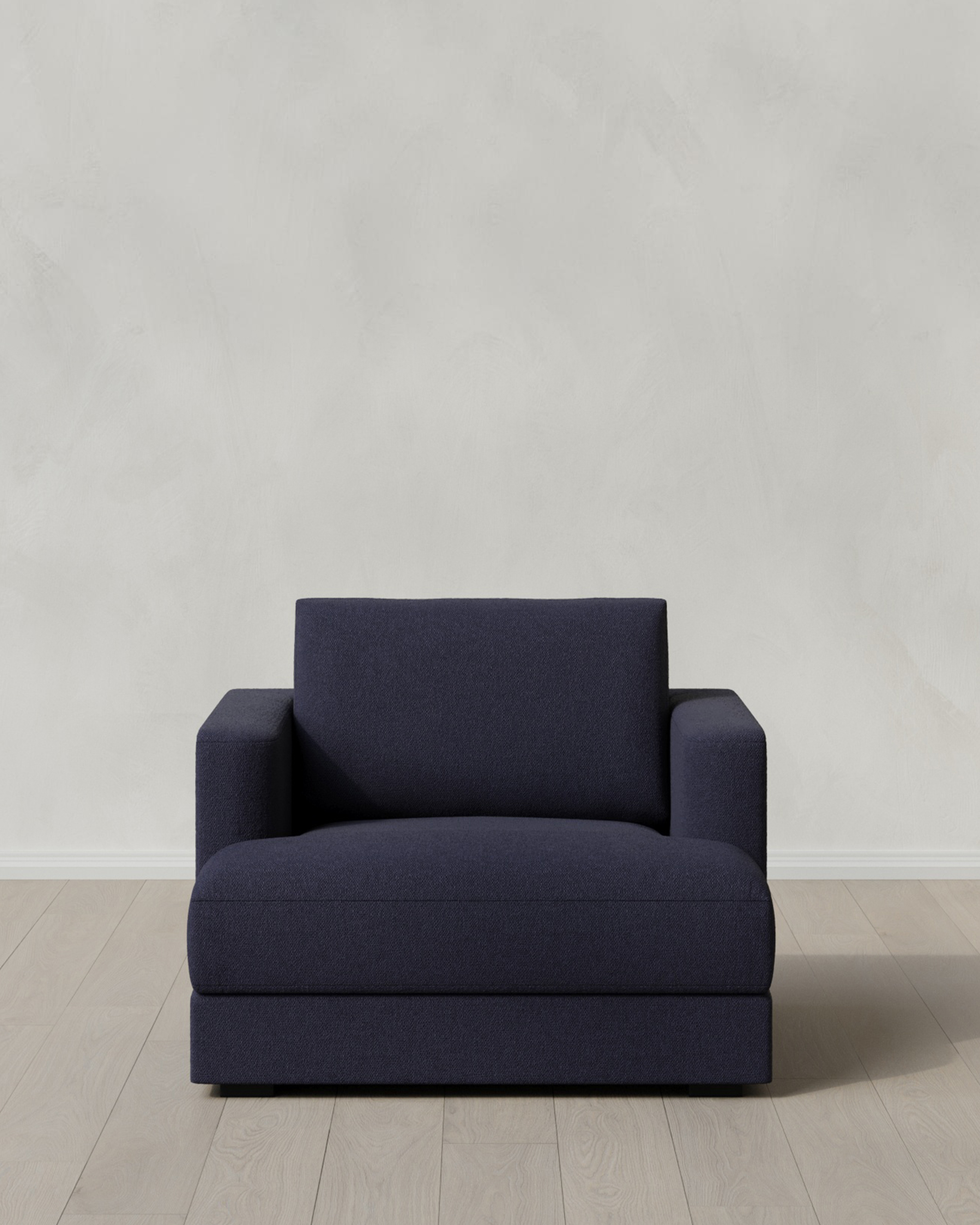 Navy Sierra Curved Arm Accent Chair in Performance Basketweave