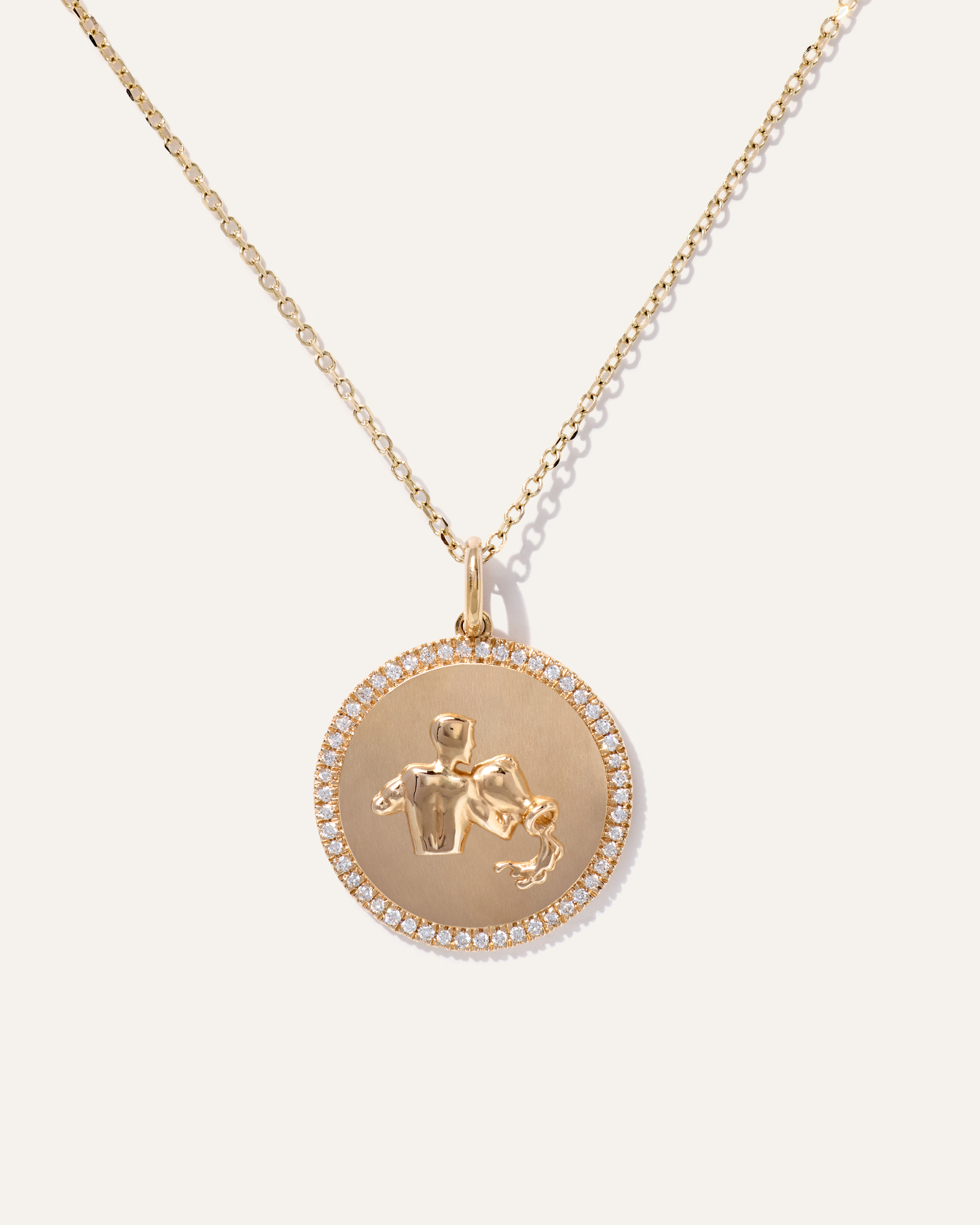 Yellow Gold 14K Gold Pave Zodiac Medallion Necklace