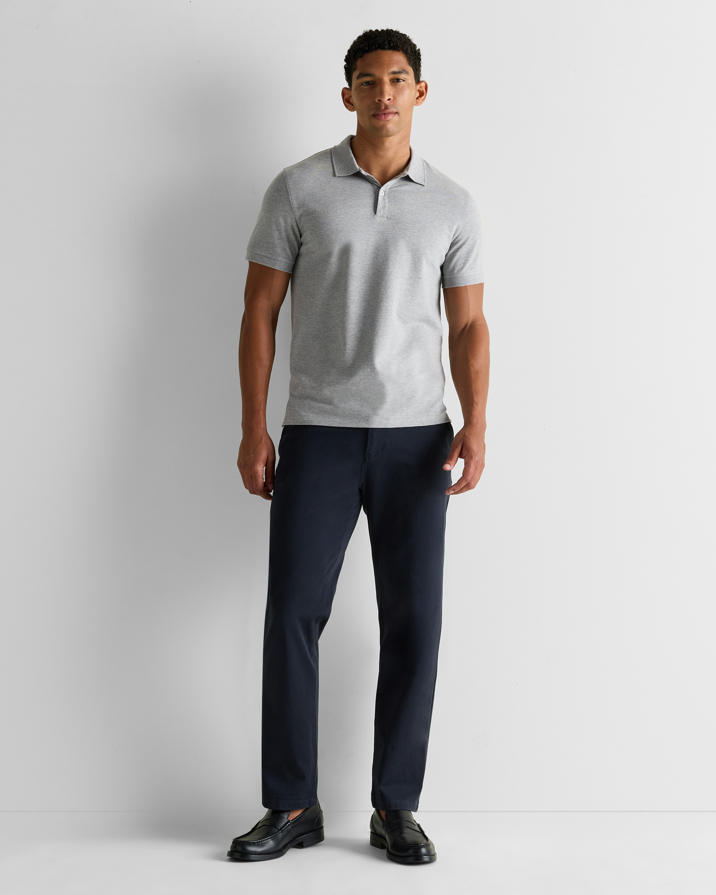 Organic Cotton Pique Polo in Heather Grey