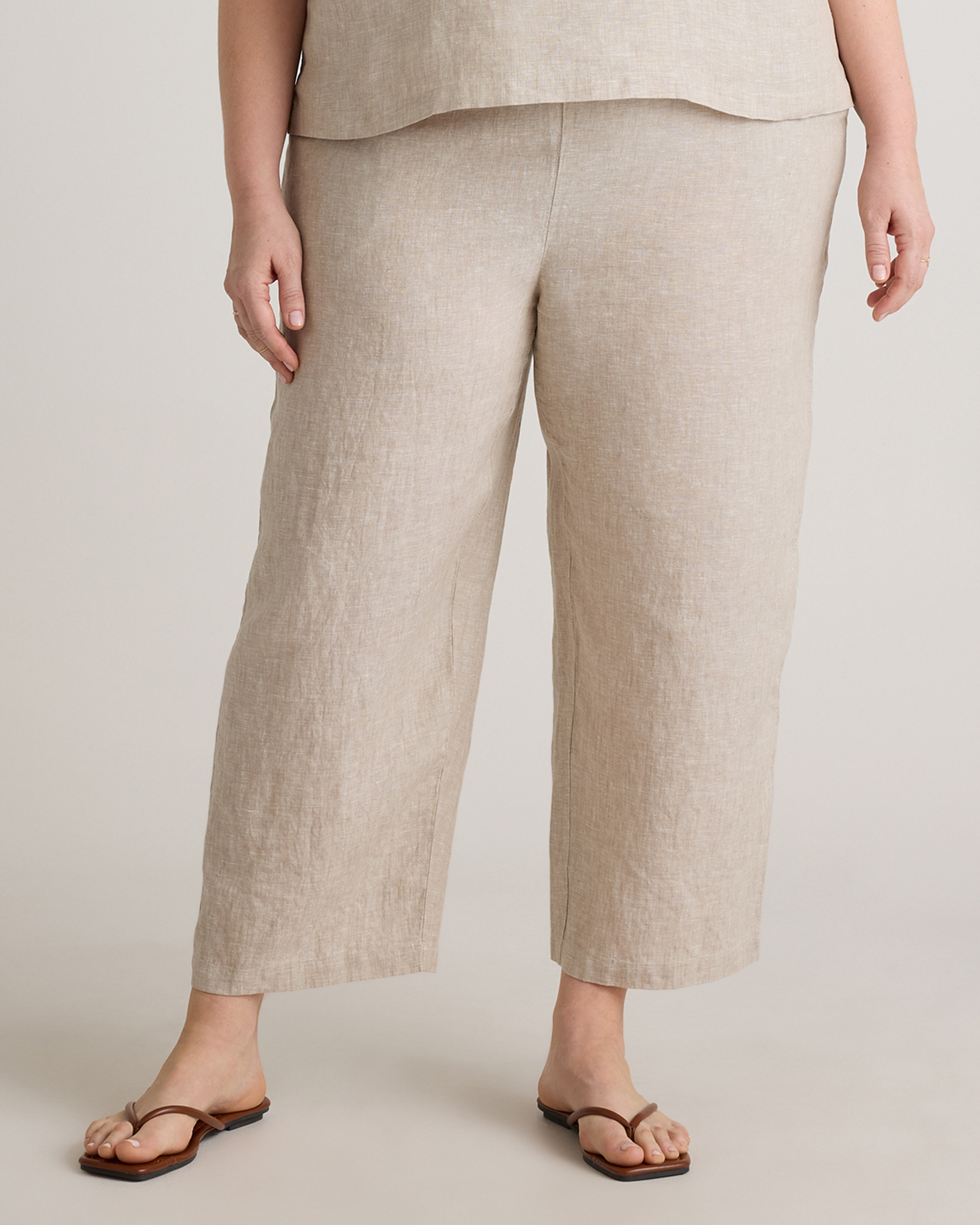 100% European Linen Wide Leg Pants in Flax