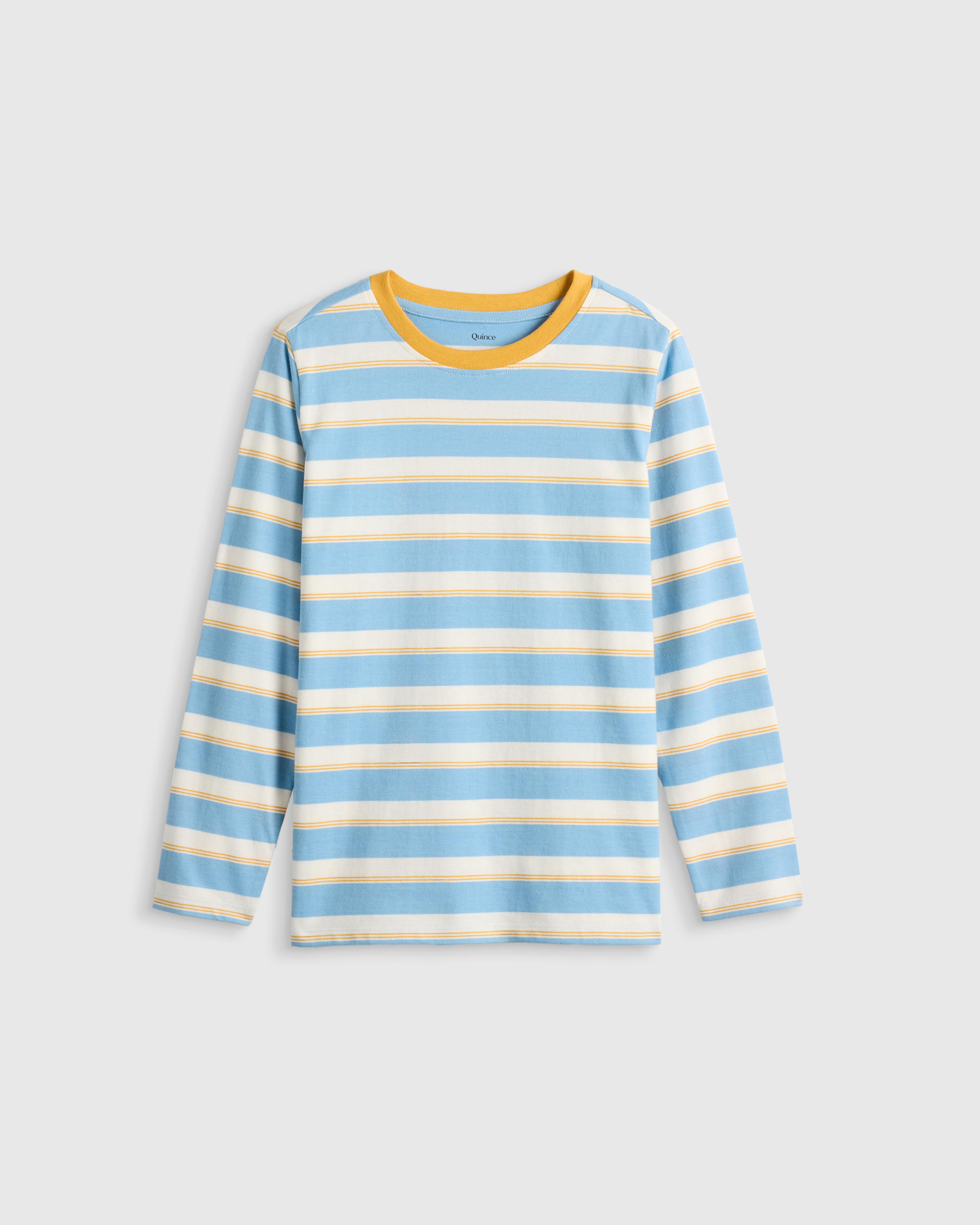 Large Multi Blue Stripe 100% Organic Cotton Jersey Long Sleeve Tee 