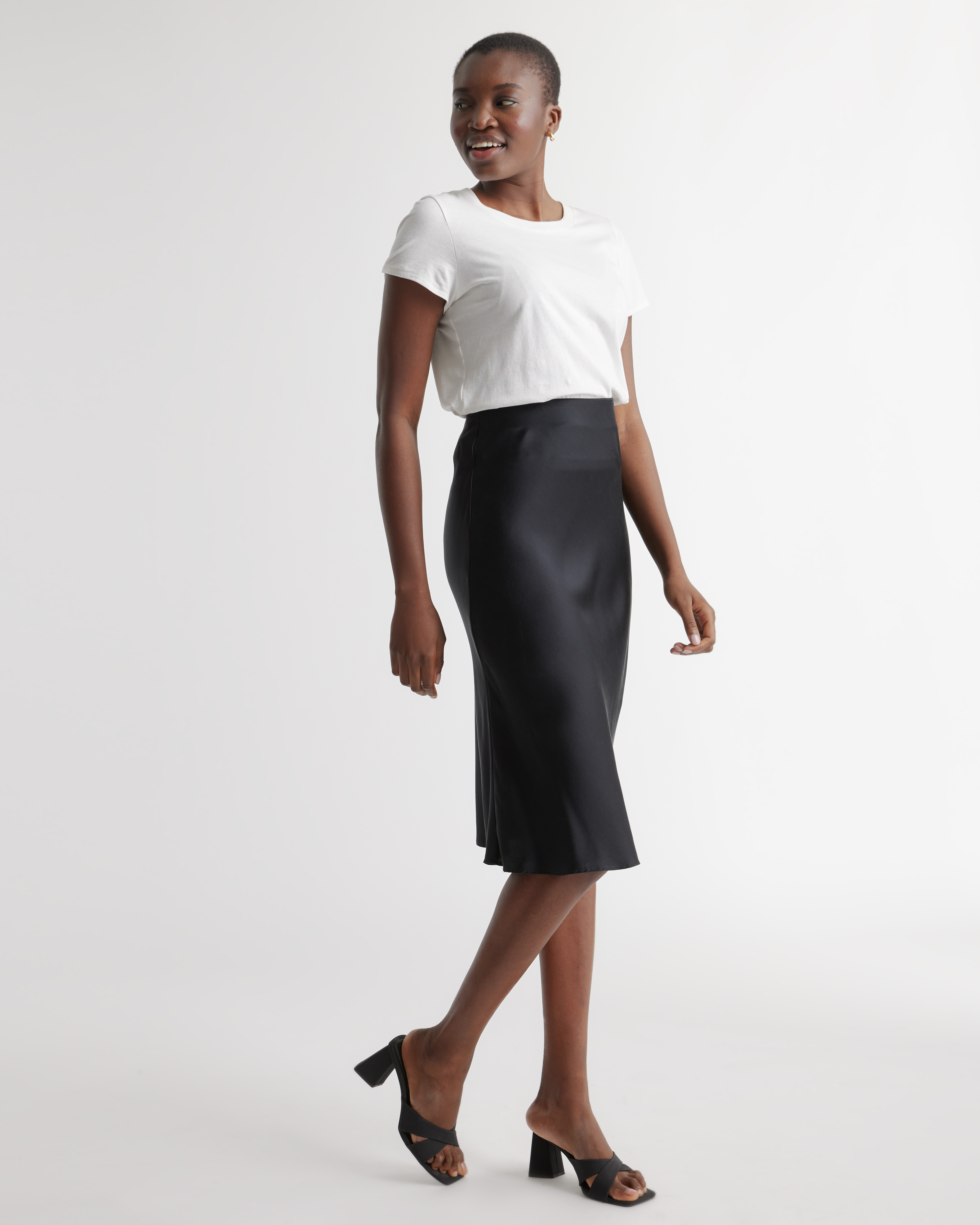 mid length satin skirts xl
