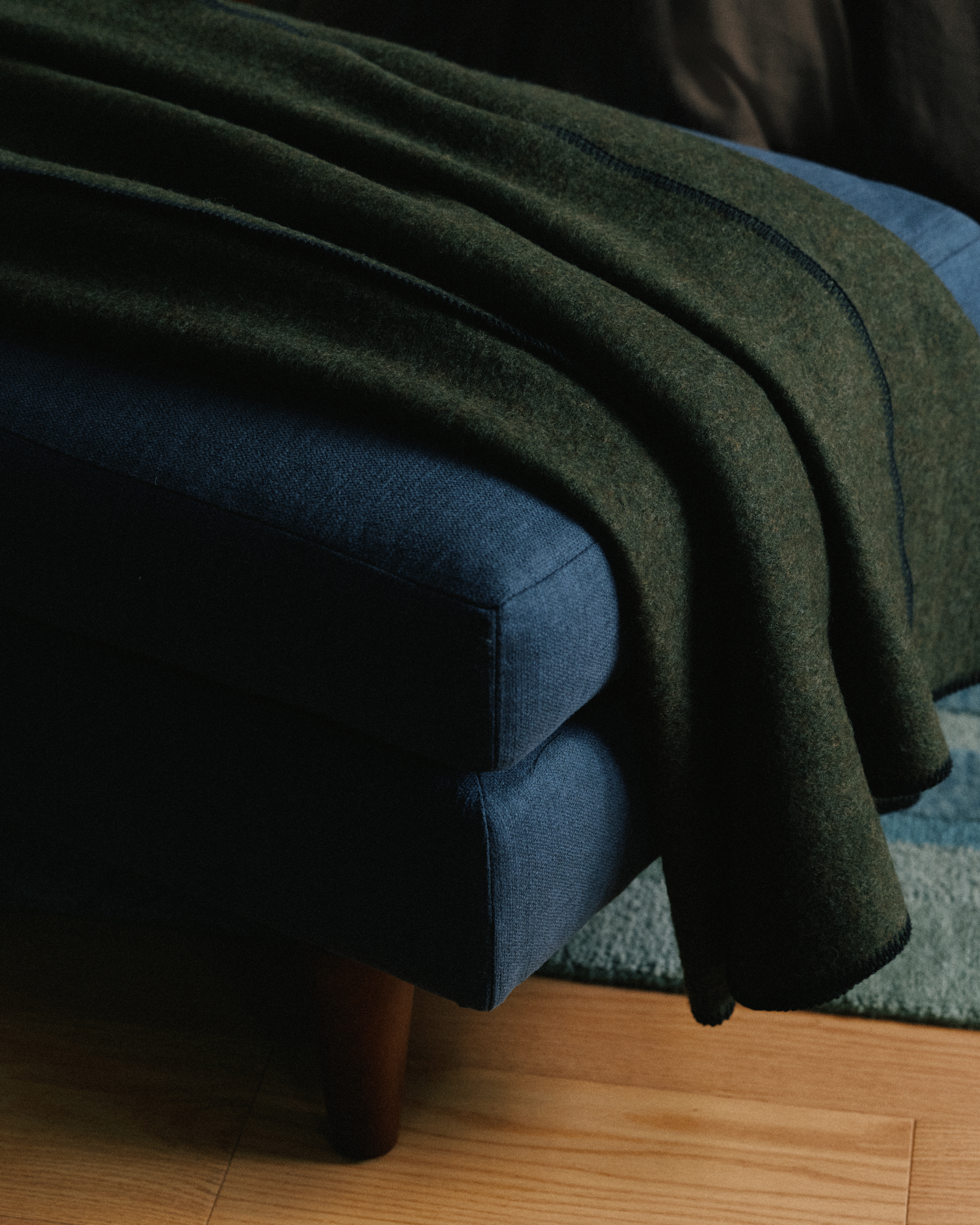 Olive Wool Whipstitch Throw