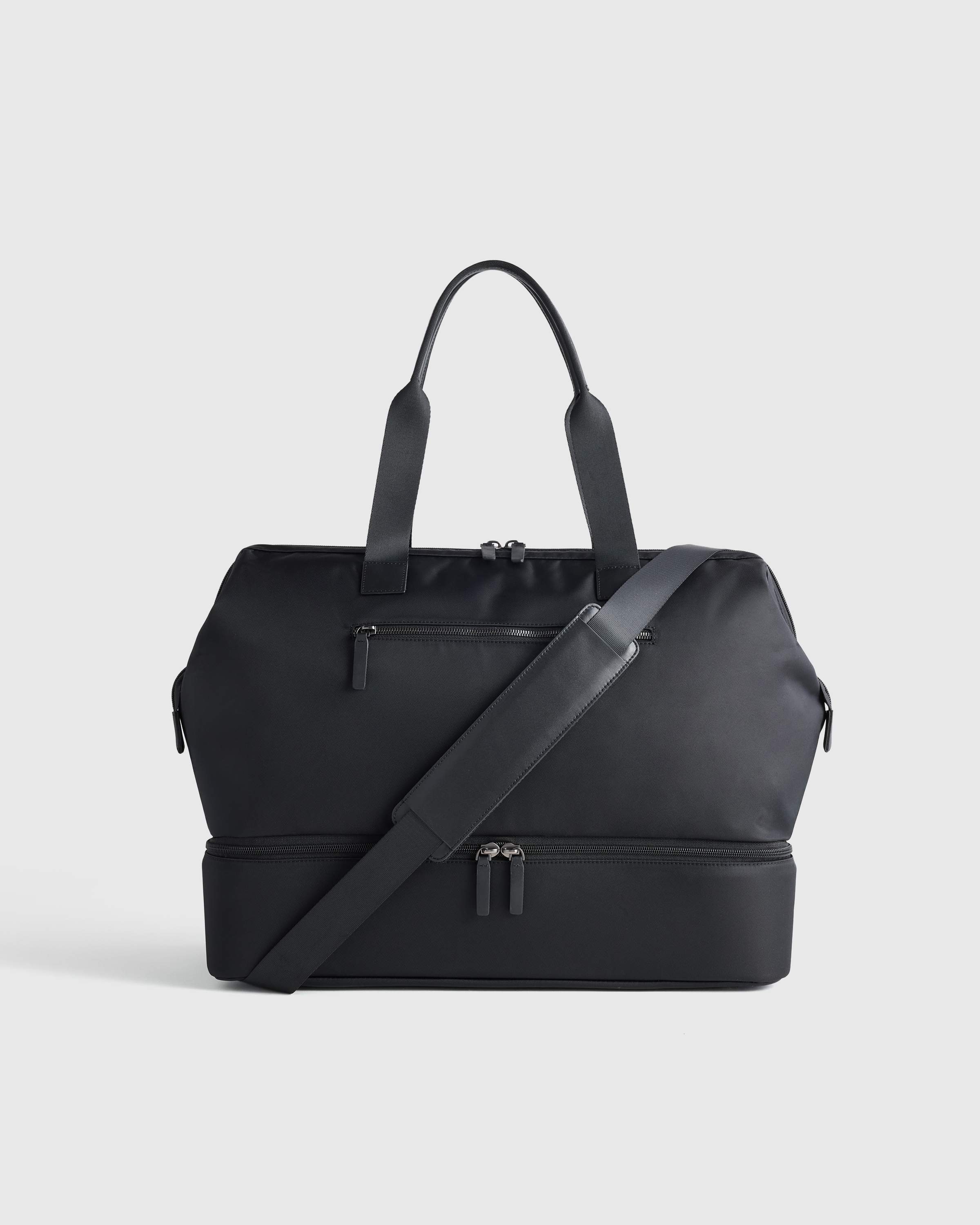 Black Voyage Nylon Dual Compartment Weekender