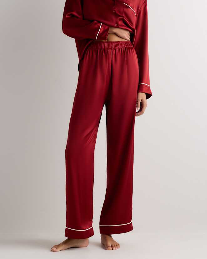 Clay Red 100% Washable Silk Satin Pajama Pant