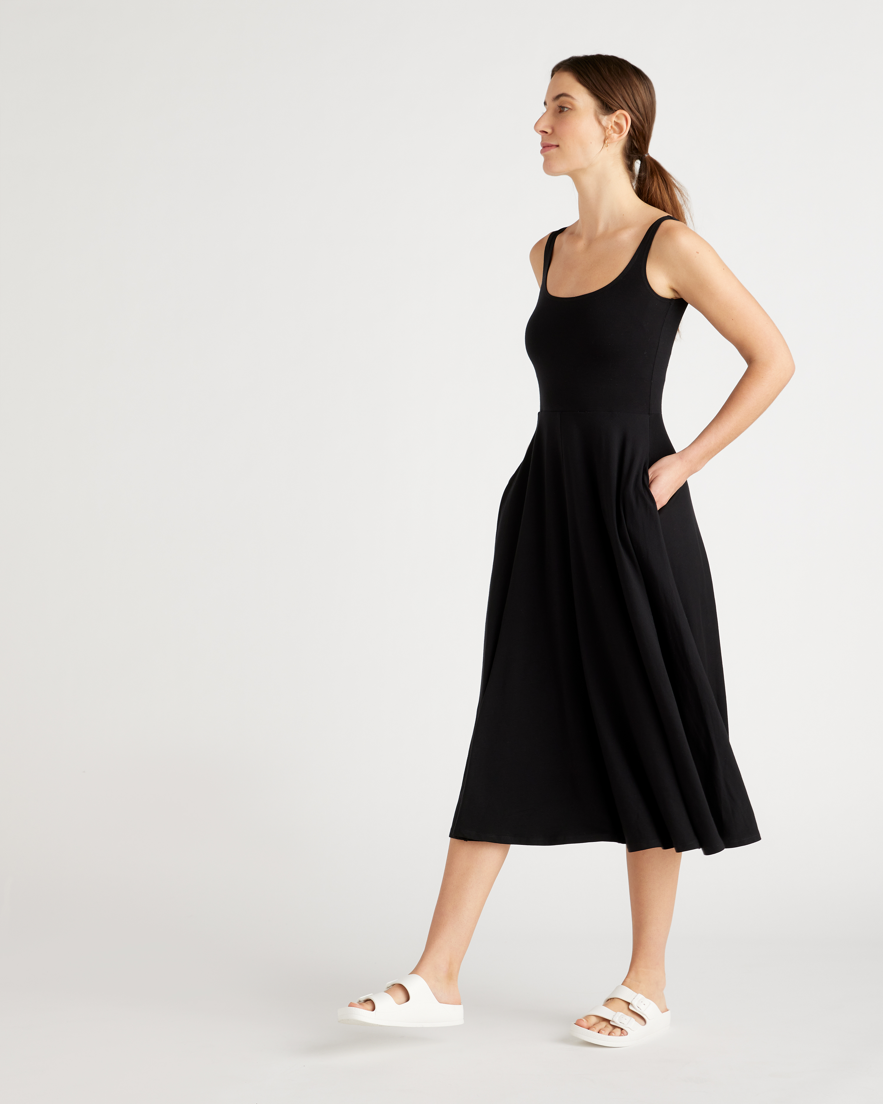 black jersey fit and flare dress Vineyard Vines Sleeveless Fit & Flare Waisted Knit Dress - Jet Black