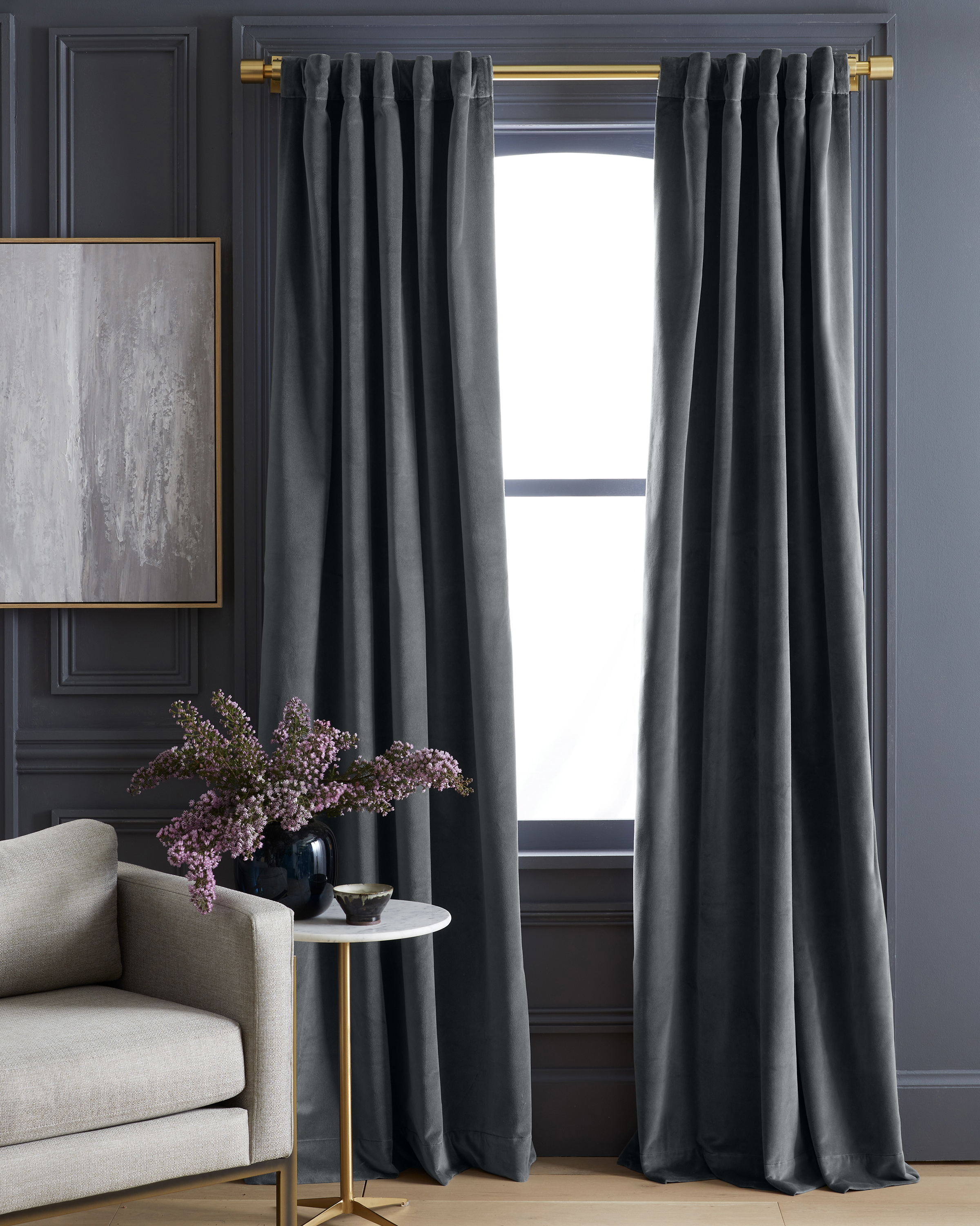 Slate Cotton Velvet Curtain