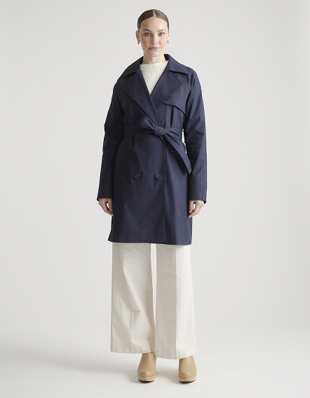 Navy Comfort Stretch Trench Coat