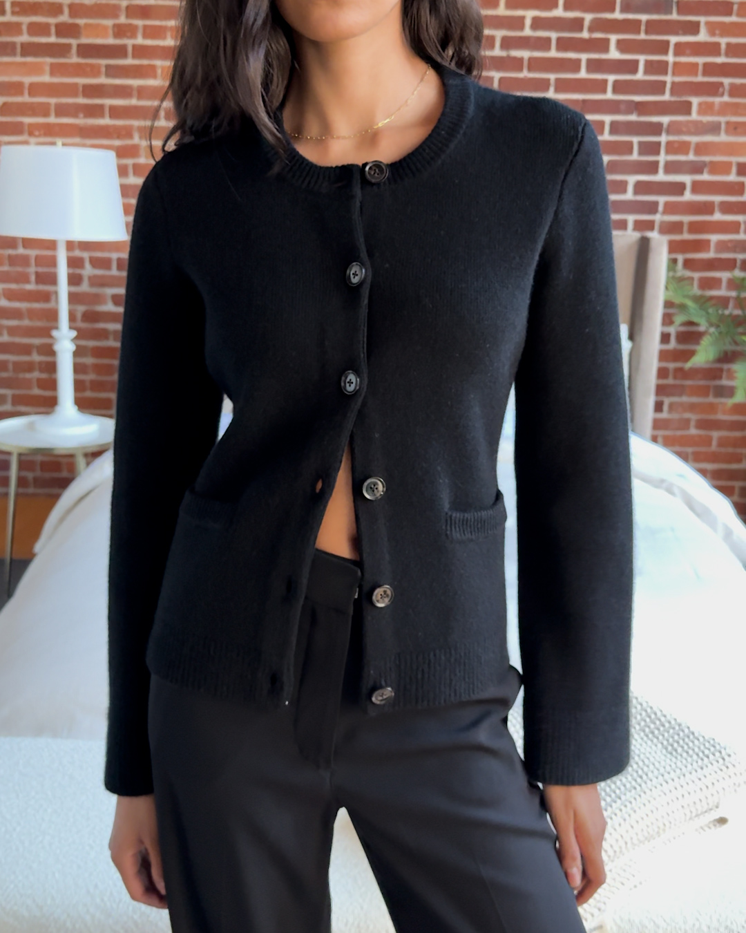 Mongolian Cashmere Structured Cardigan in Black | Quince Canada