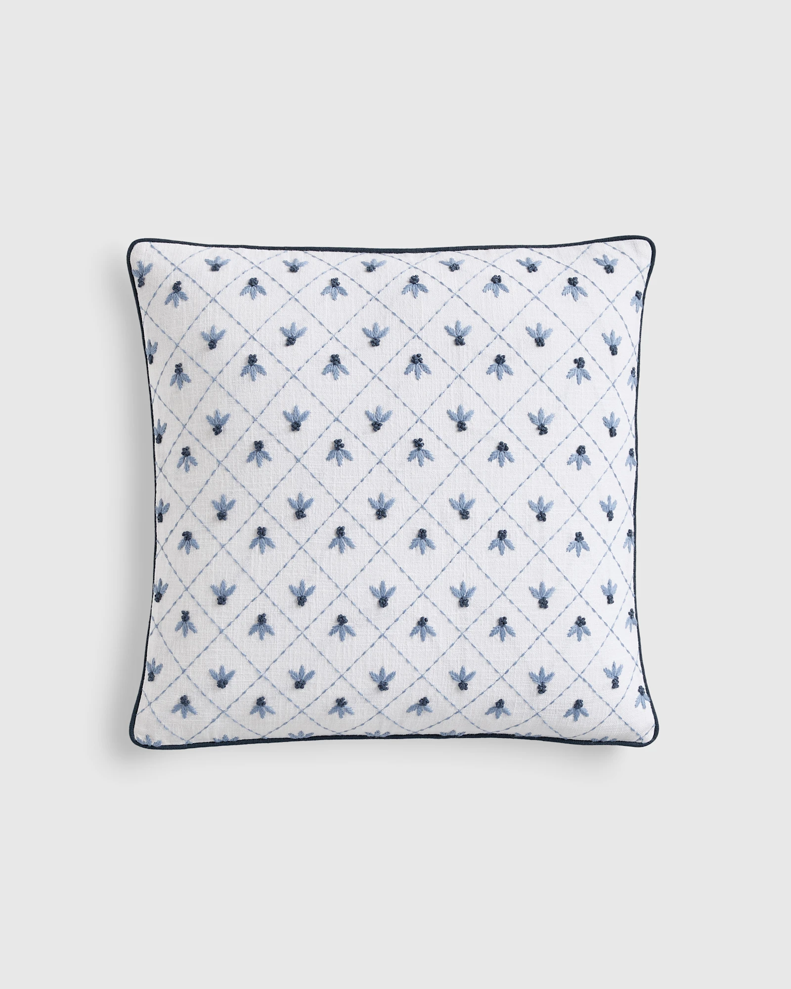 Embroidered Floral Cotton Pillow Cover by Quince