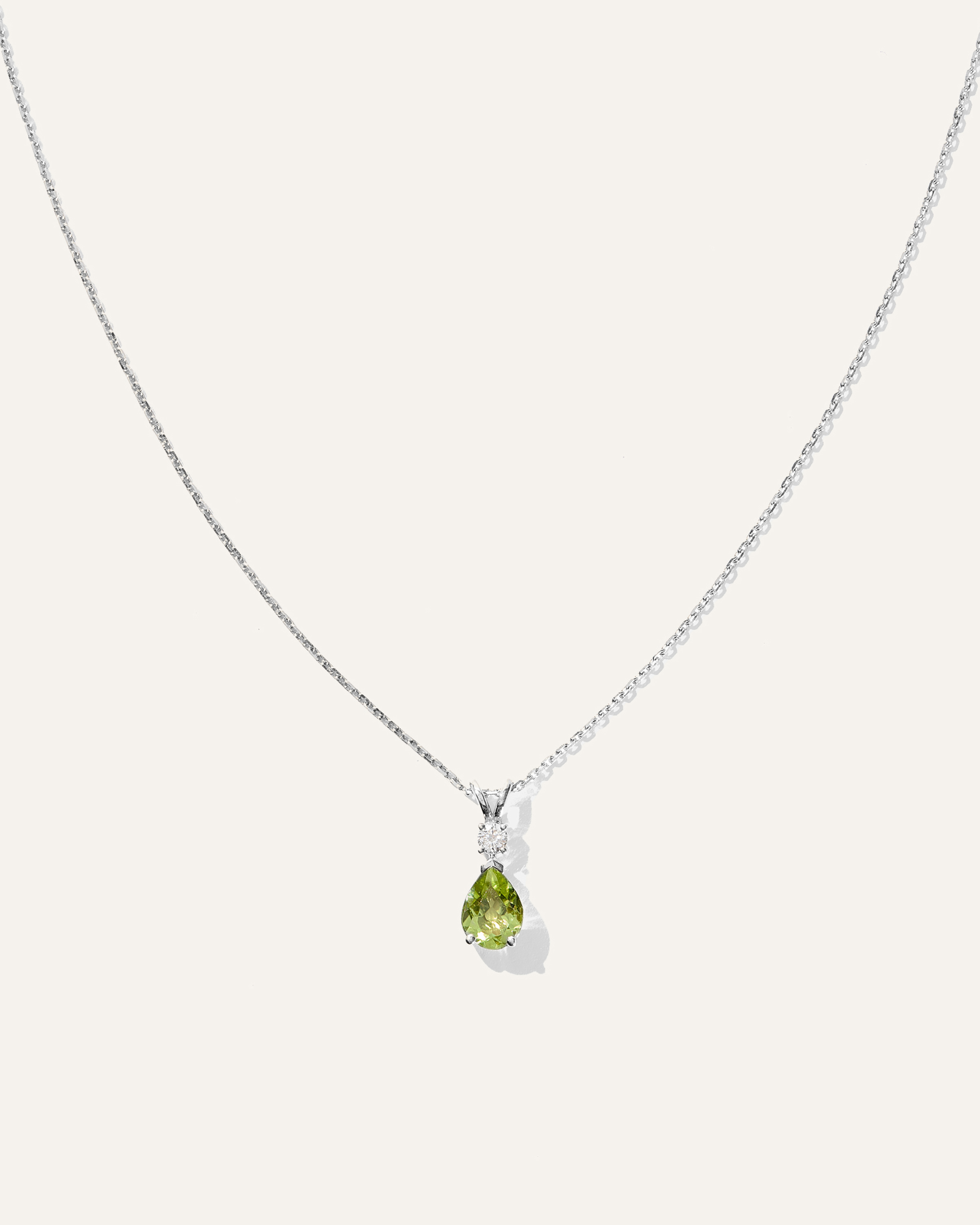 White Gold 14K Gold Diamond & Semi-Precious Gemstone Drop Necklace
