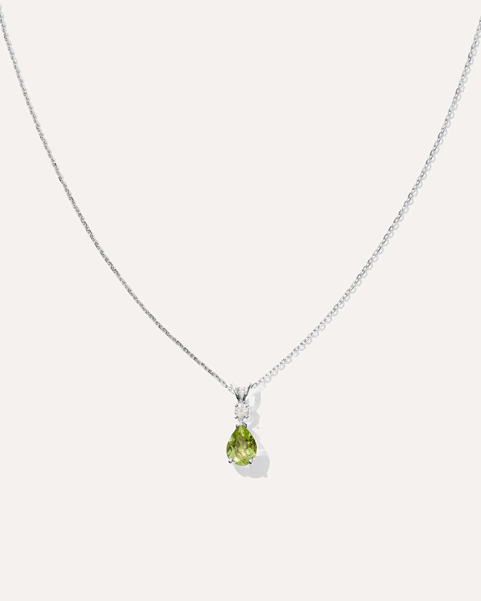 14K Gold Diamond Semi-Precious Gemstone Drop Necklace in White Gold
