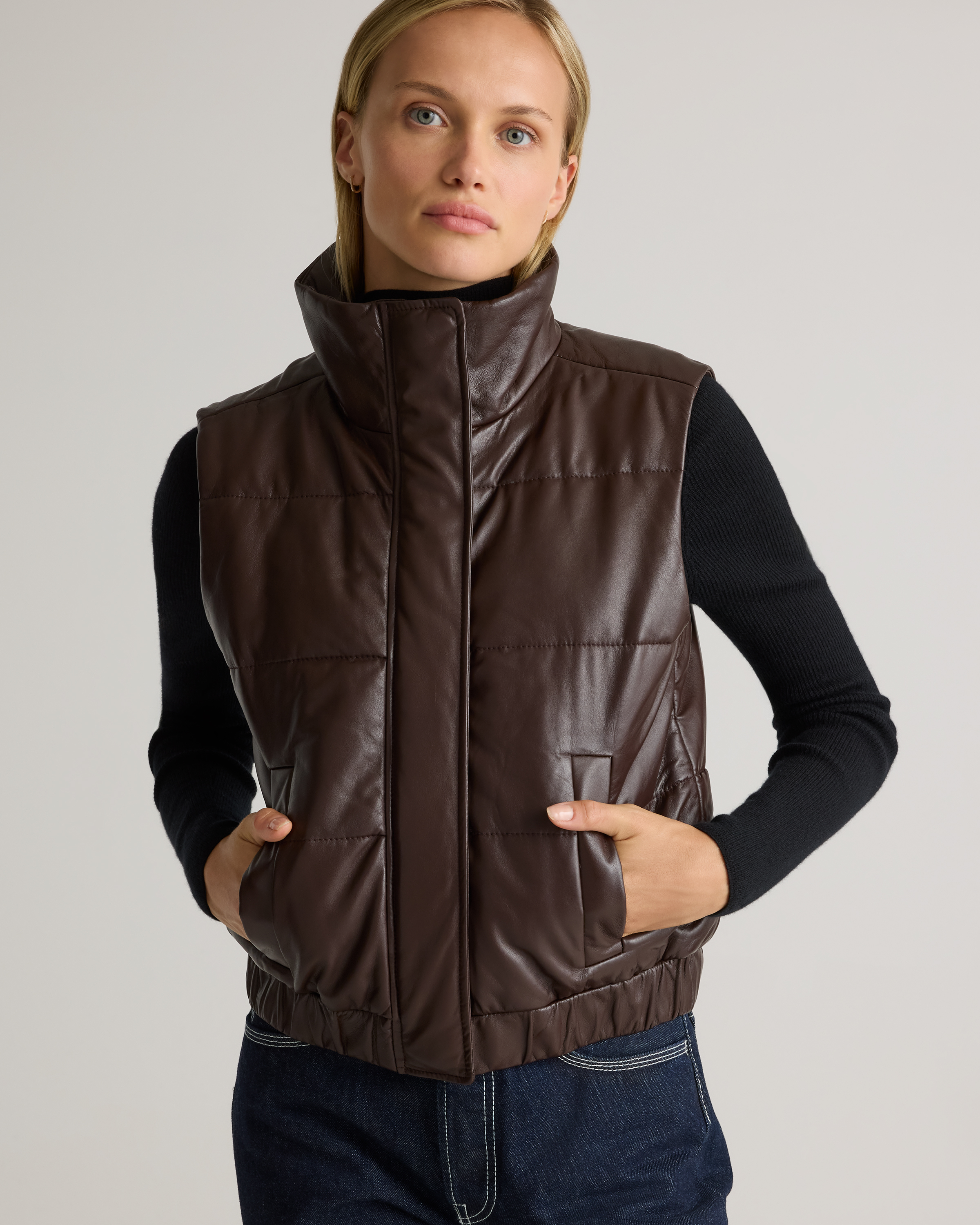 100% Leather Puffer Vest