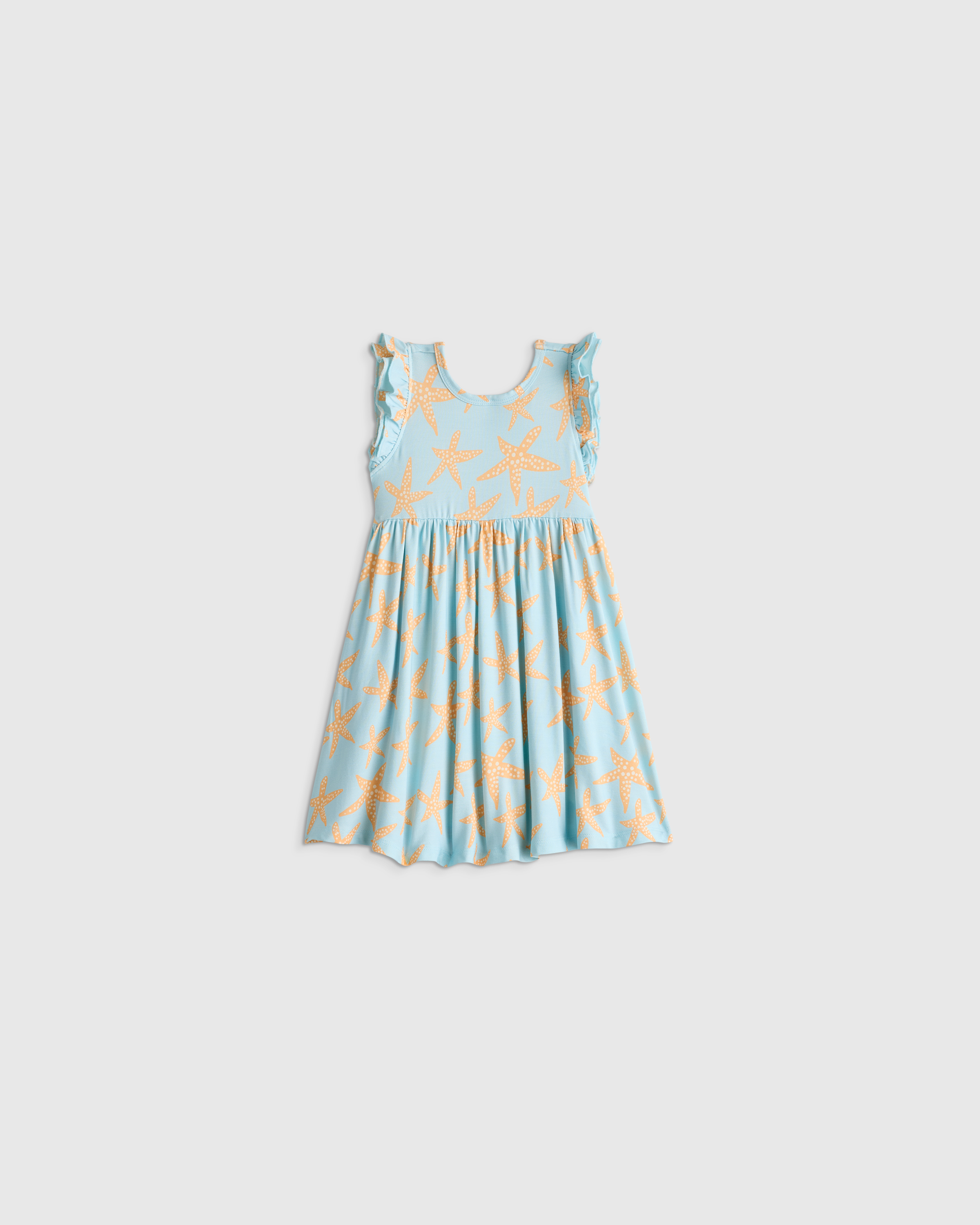 Starfish Pool Bamboo Short Sleeve Flutter Twirl Dress