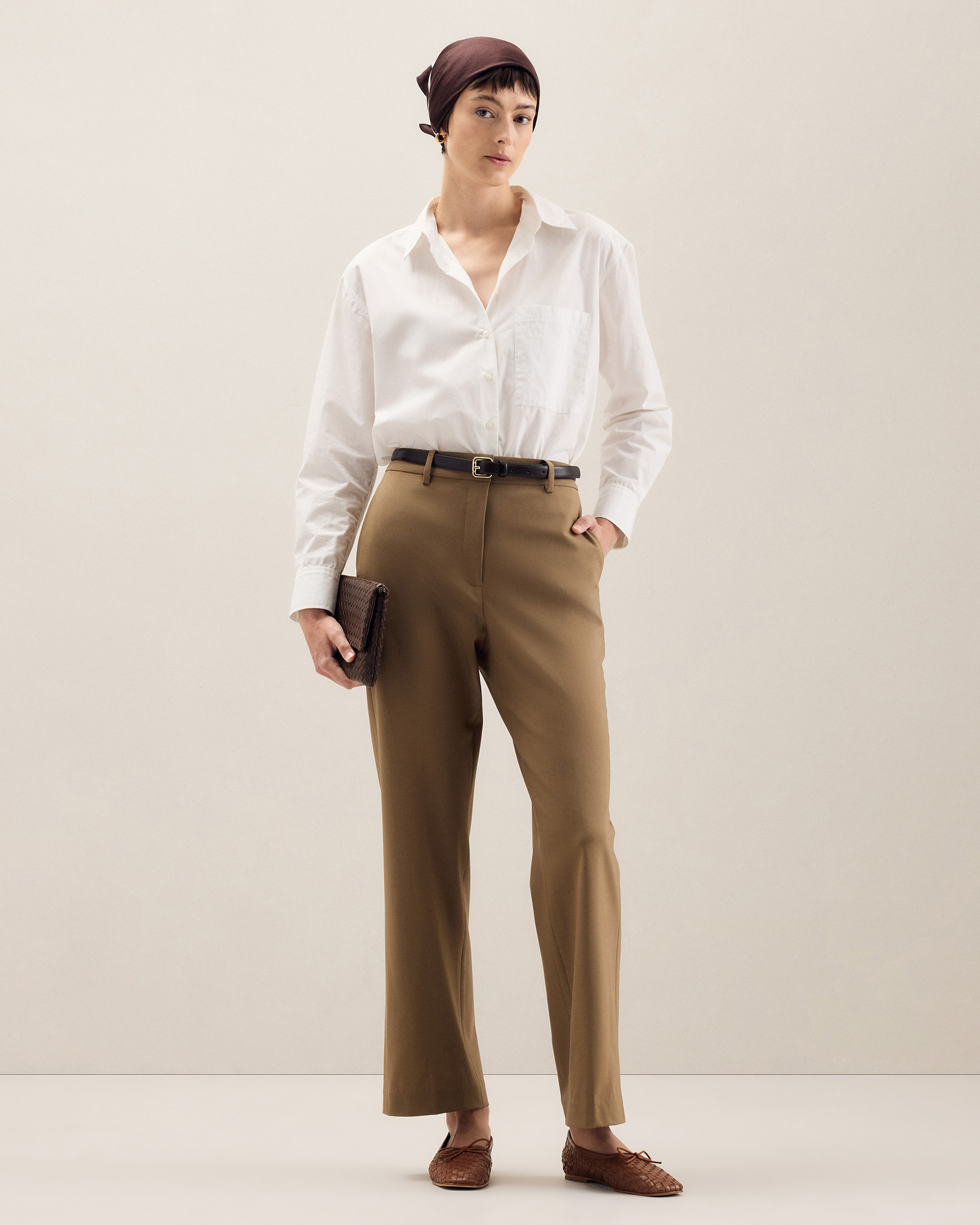 Sahara Camel Italian Wool Straight Leg Pants