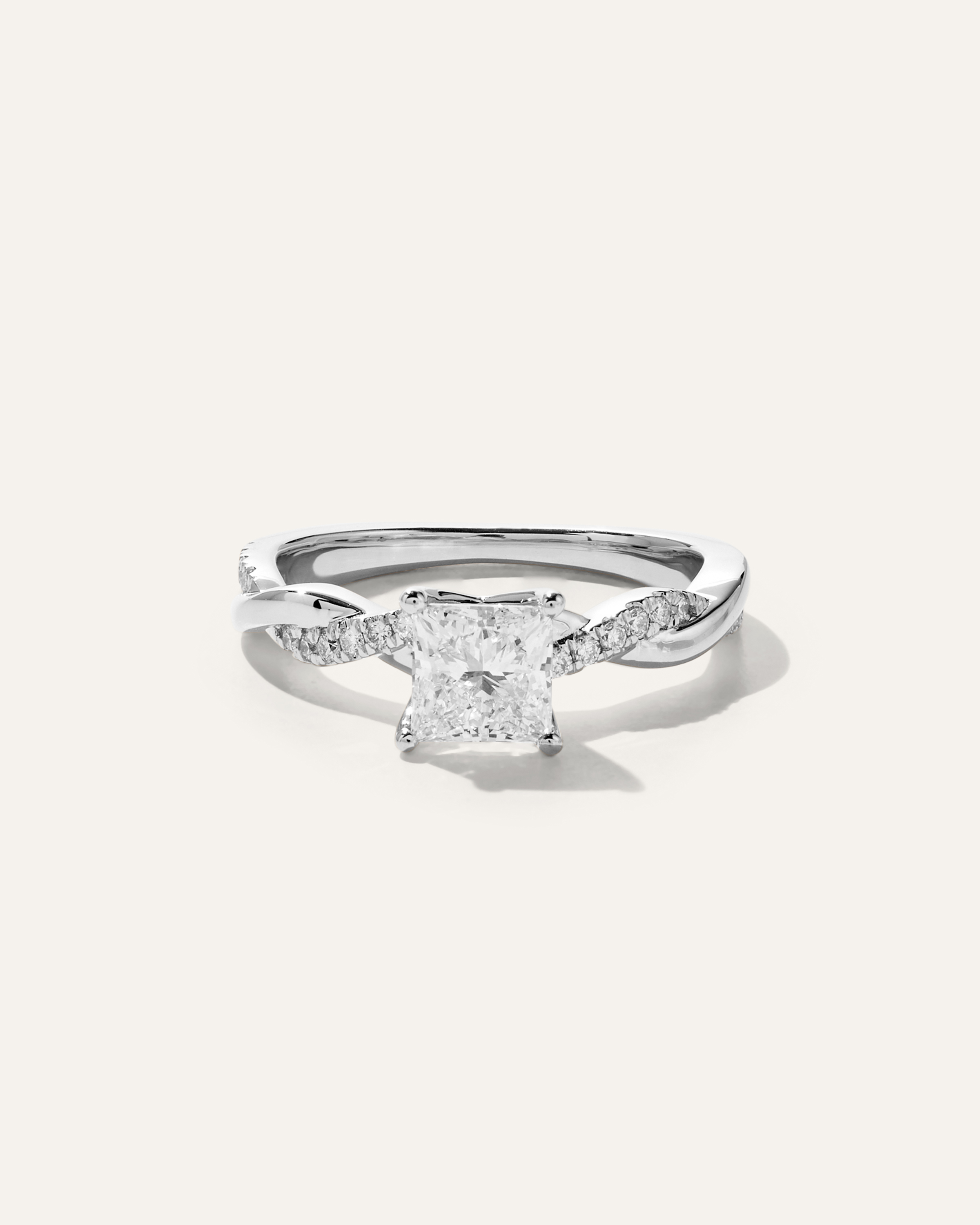 White Gold Lab Grown Diamond Princess Twisted Engagement Ring - 1ct