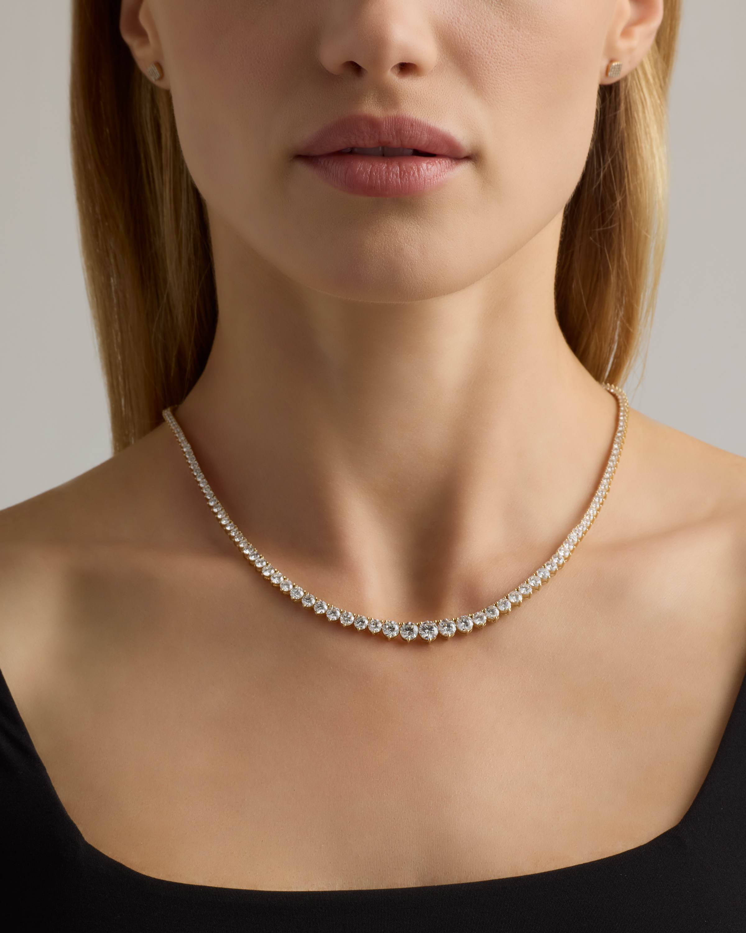 14K Gold Lab Grown Diamond Graduated Tennis Necklace