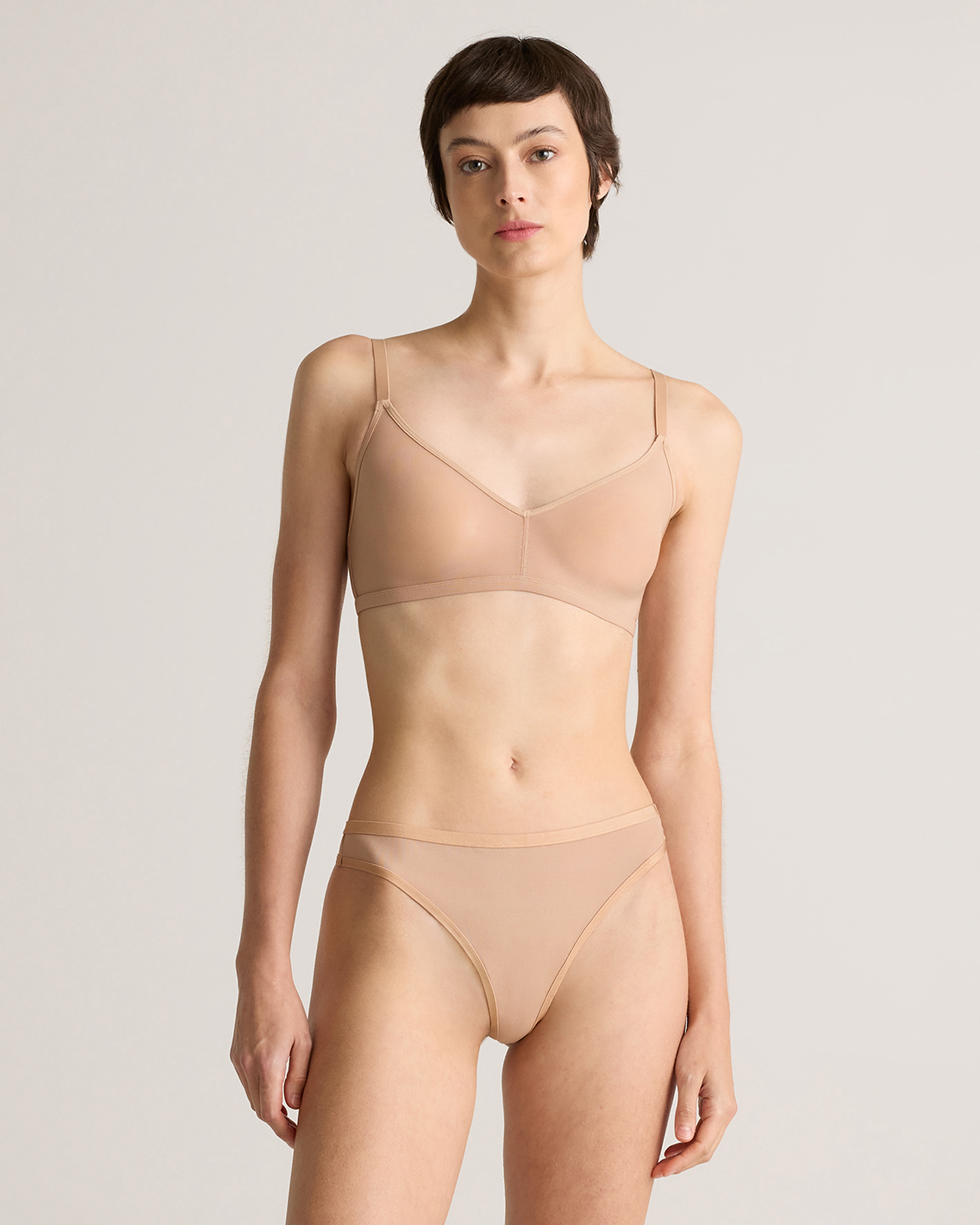 Sand Belgian Mesh Sheer Bralette (2-Pack)