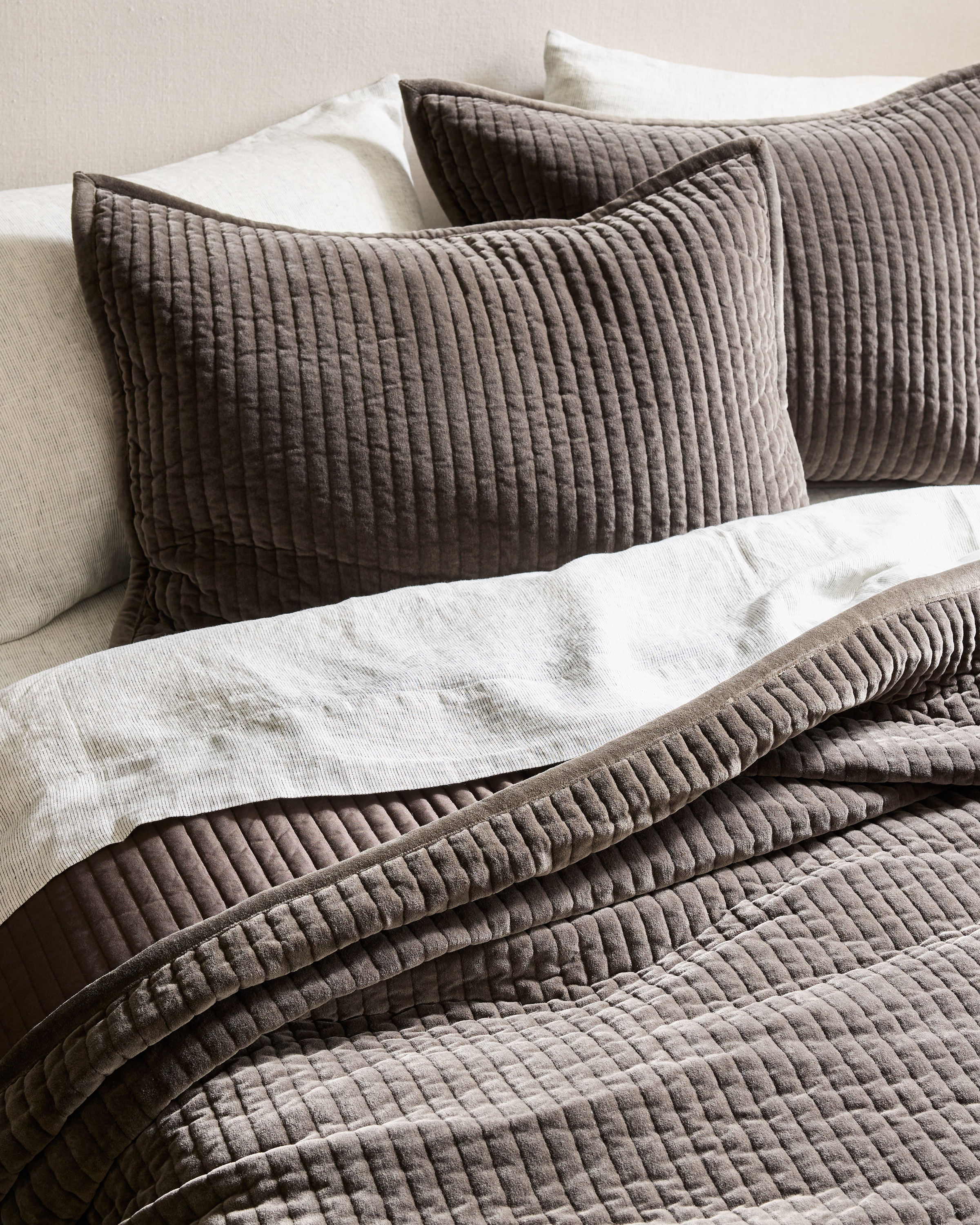 Greystone Cotton Velvet Channel Quilted Sham Set