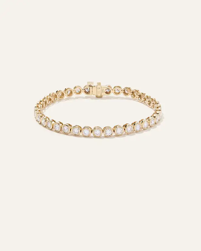 Yellow Gold 14K Gold Lab Grown Diamond Bezel Set Tennis Bracelet - 4ctw