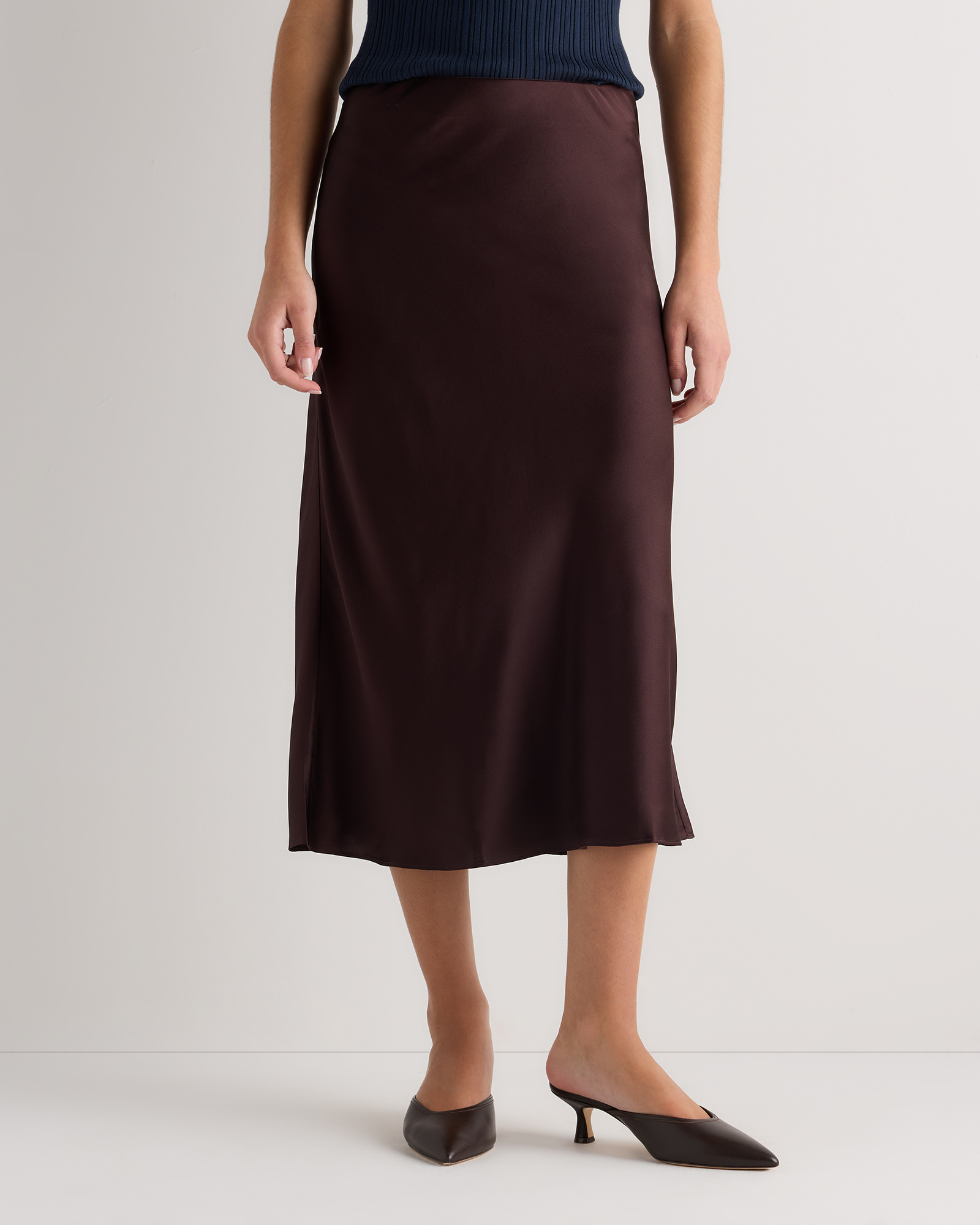Chocolate Plum Brown 100% Washable Silk Skirt