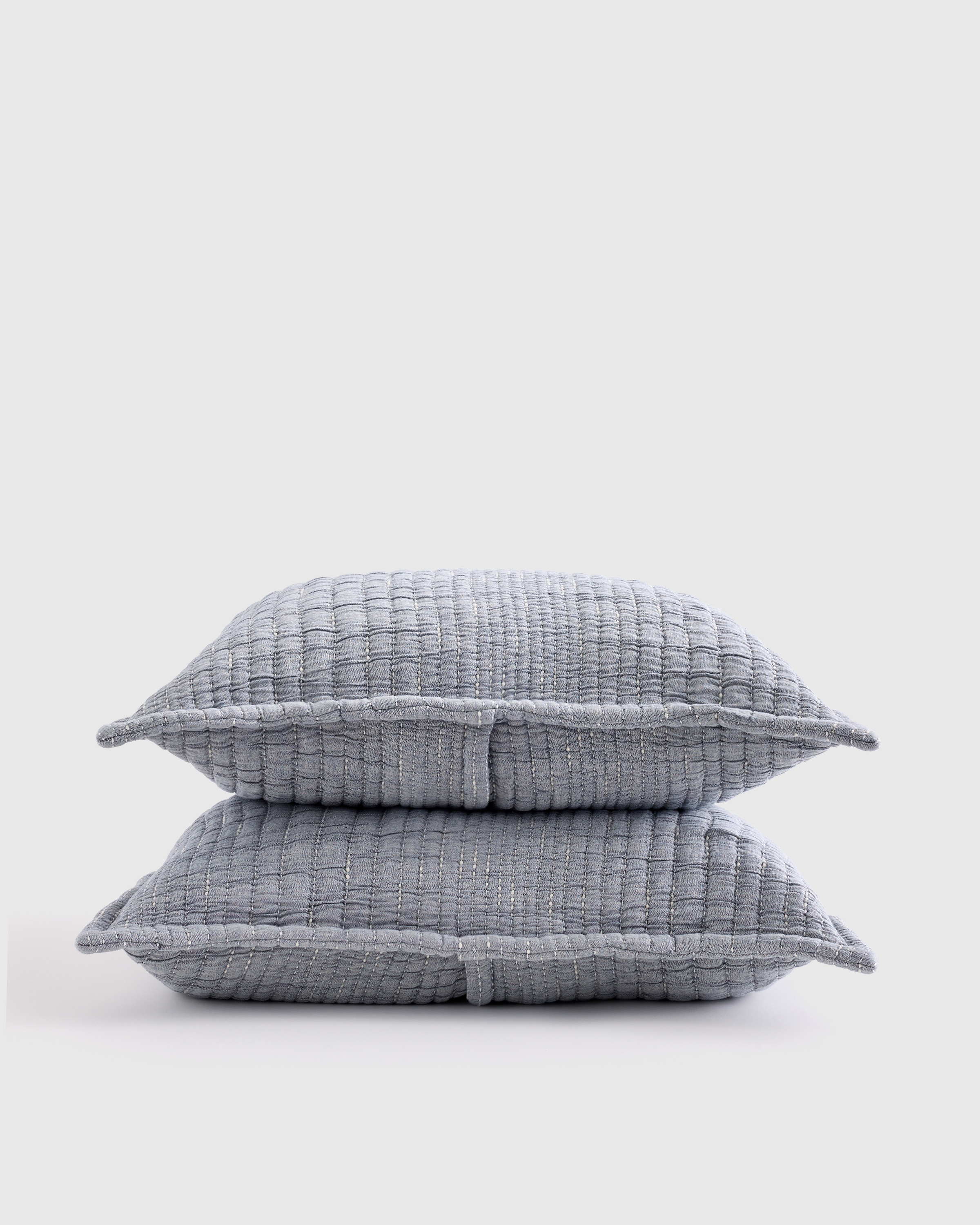 Organic Cotton Channel Stitch Sham Set, Standard, Blue