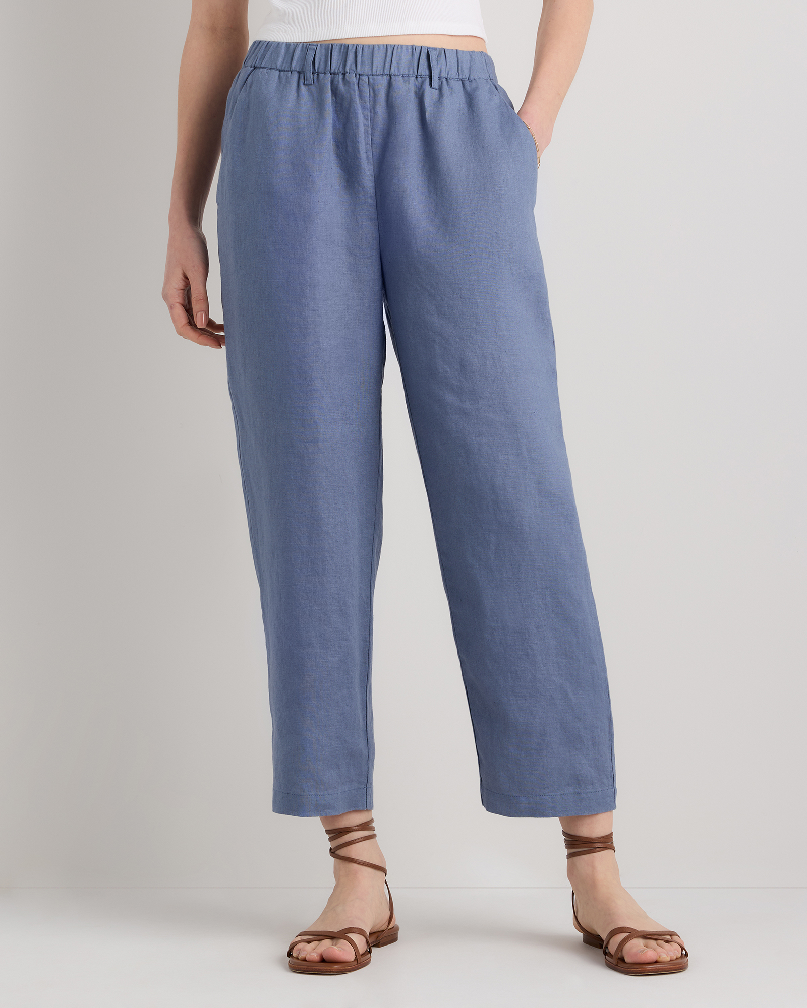 Moonstone Blue Pantalon 100 % lin européen