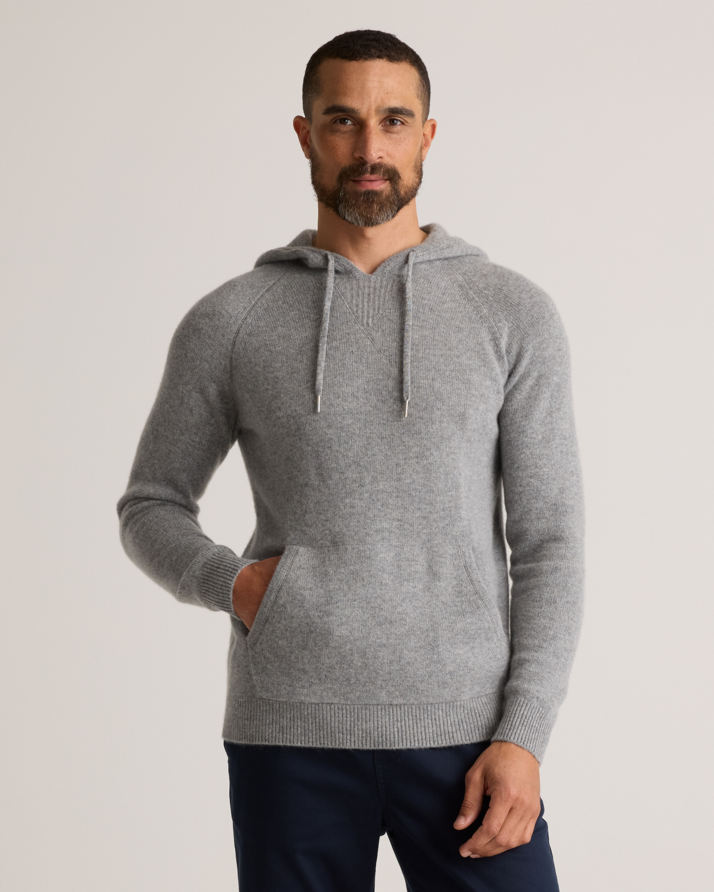 Heather Grey Mongolian Cashmere Pullover Hoodie