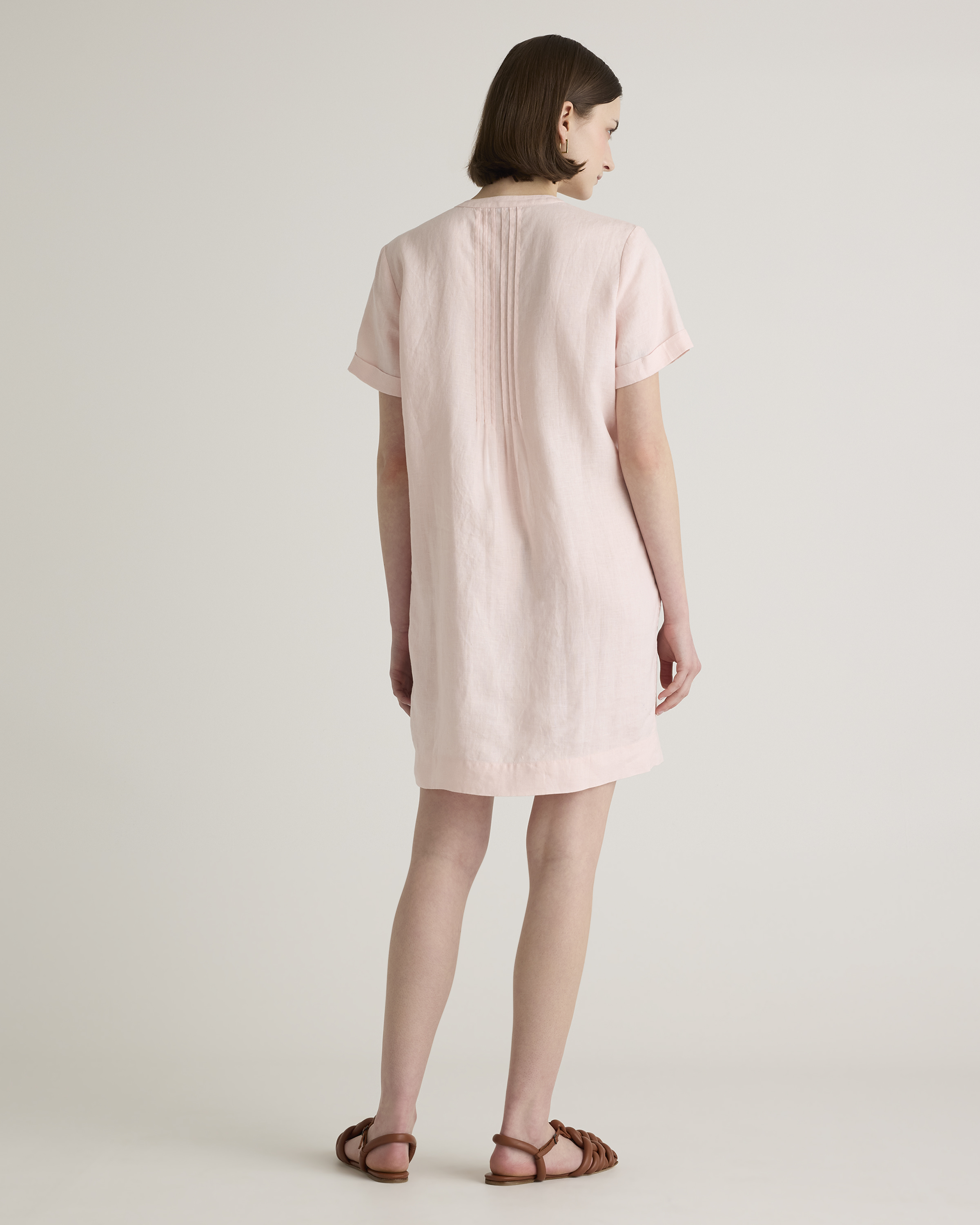 100% European Linen Short Sleeve Swing Dress