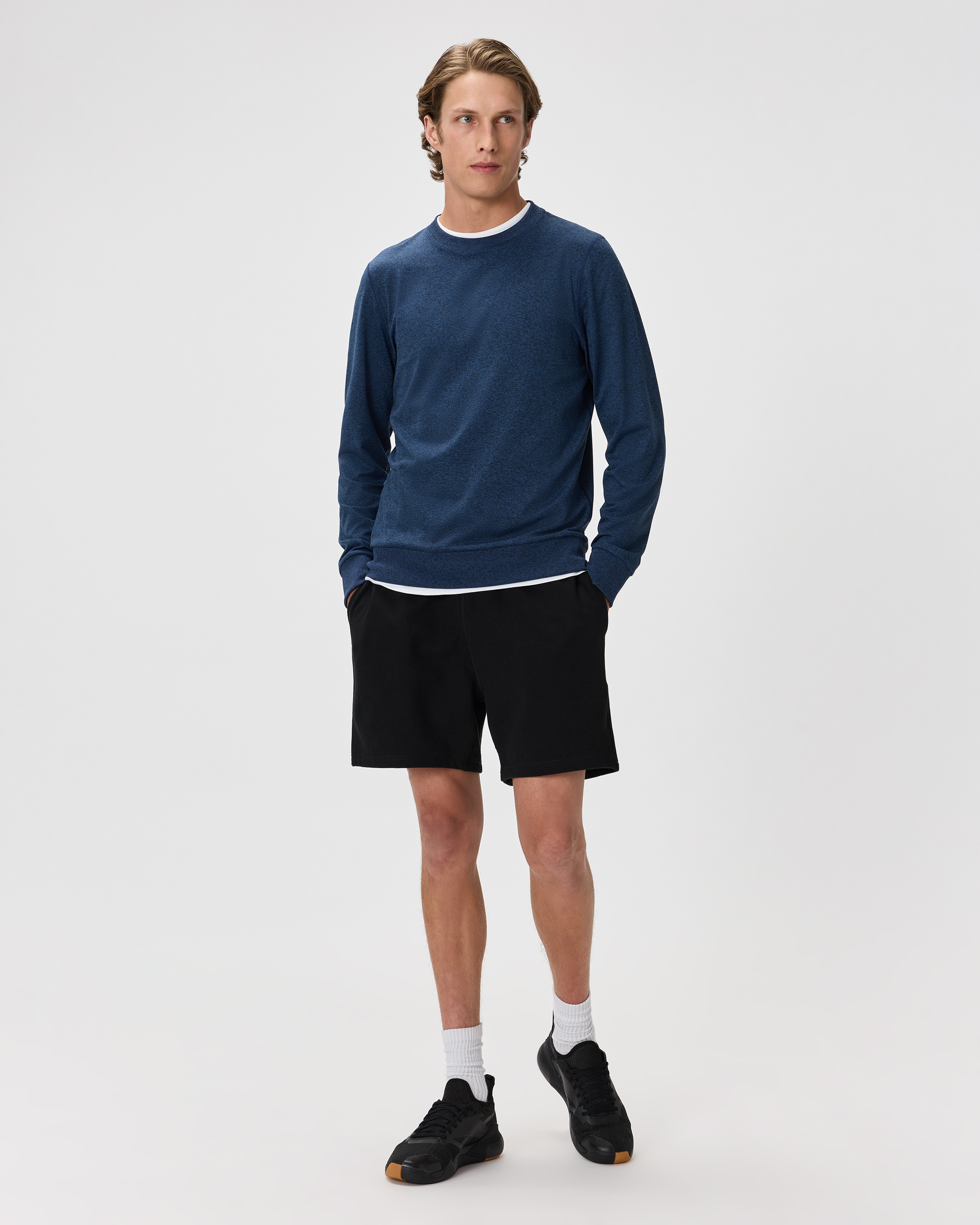 Quince Men's Flowknit Performance Crew Sweatshirt In Blue