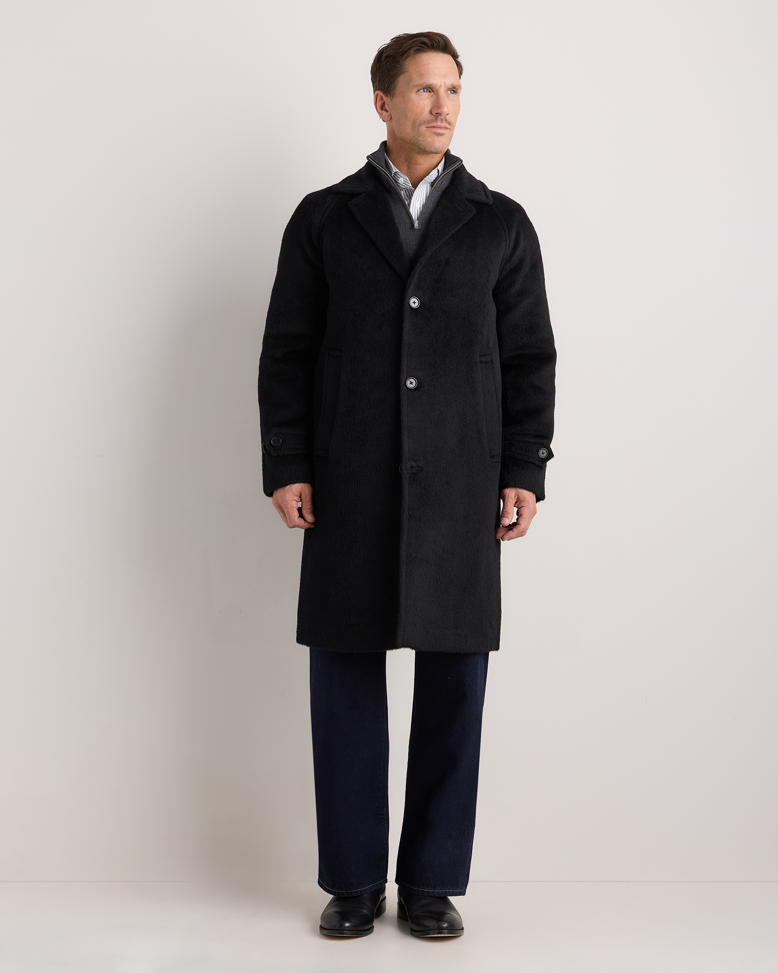 Alpaca-Wool Overcoat in Black