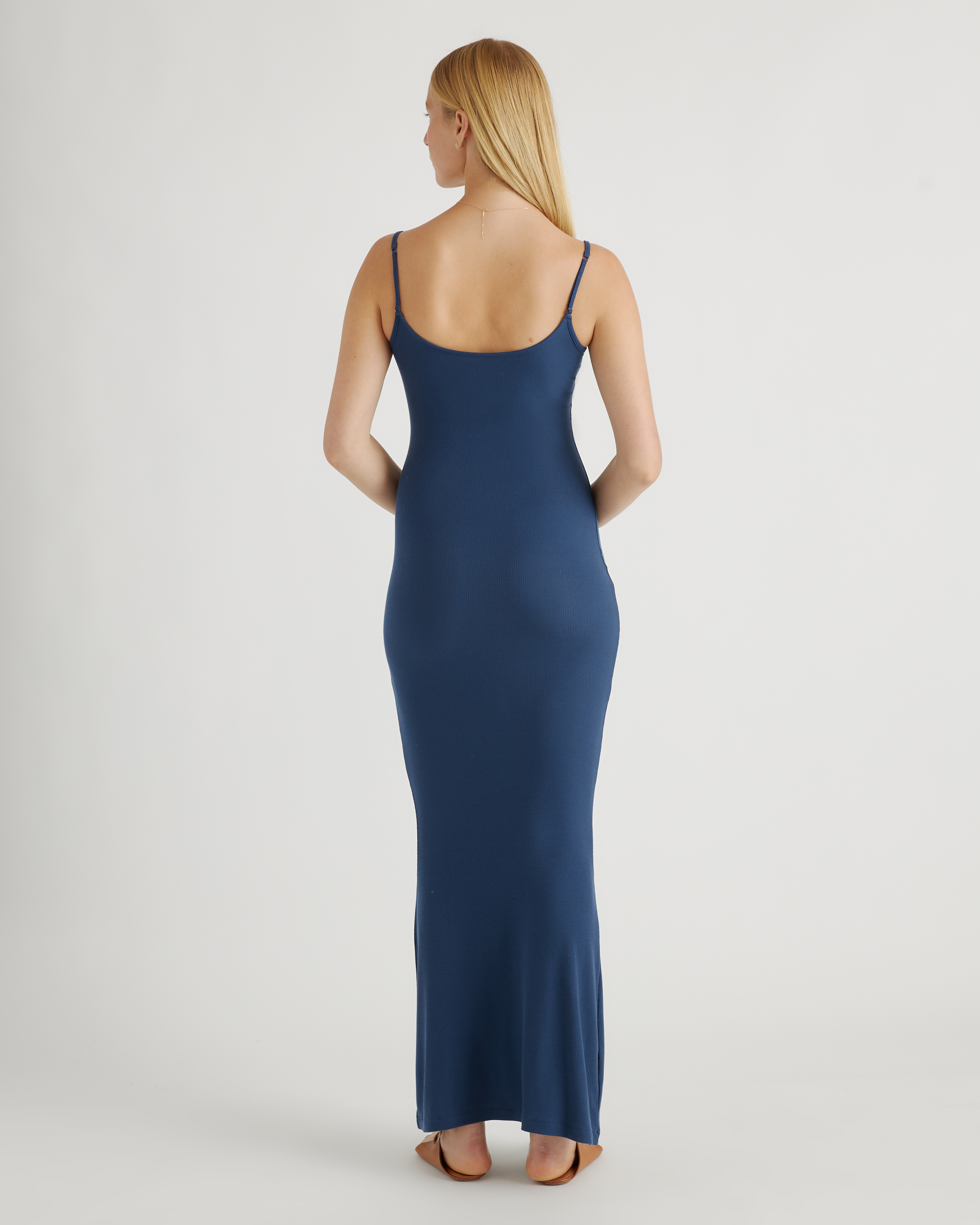 tencel rib knit maxi slip dress Quince Women's Dress, Navy, Size XS, Cotton/Modal Blend, Body-Hugging Fit prom dress under £100