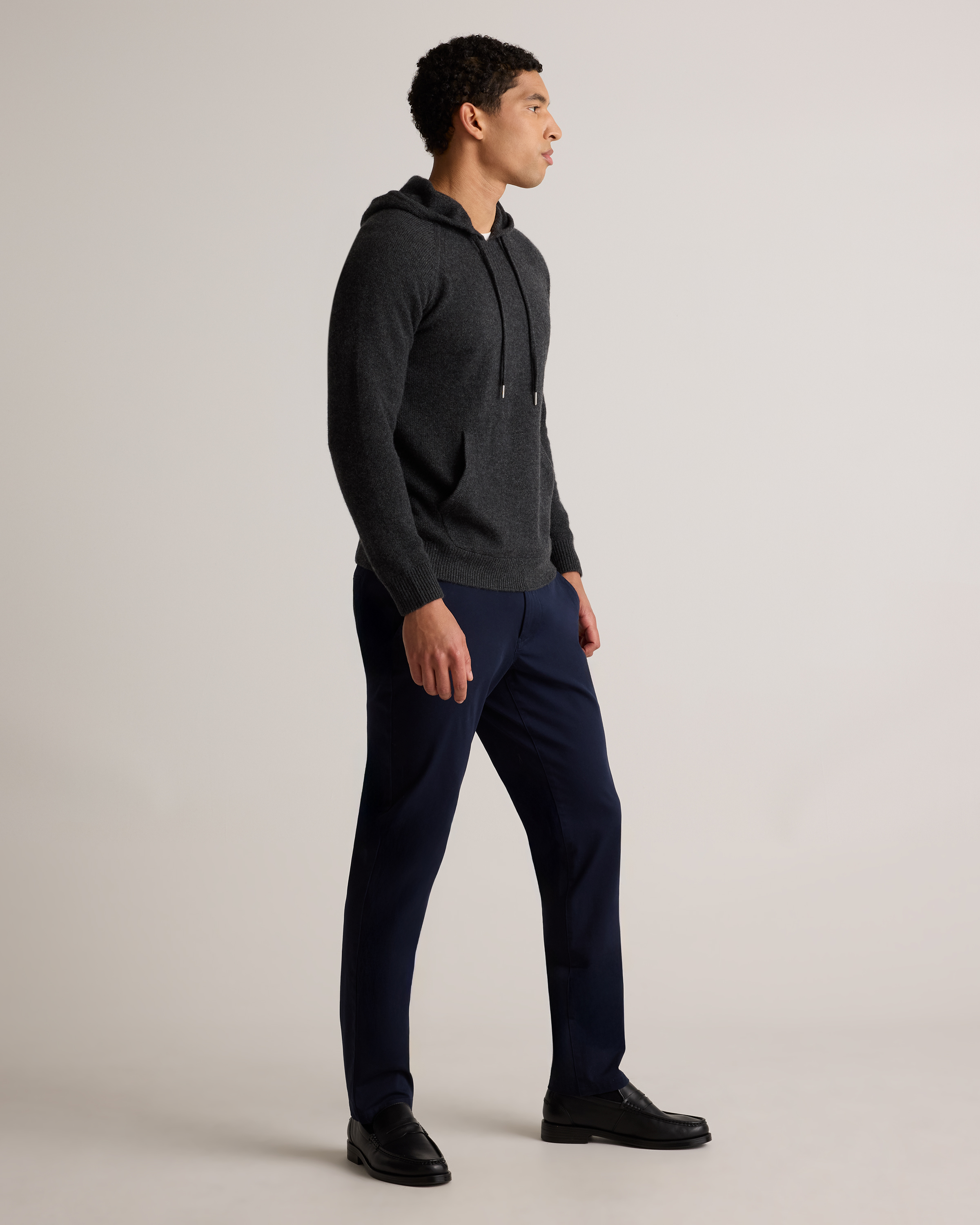 Mongolian Cashmere Pullover Hoodie in Charcoal