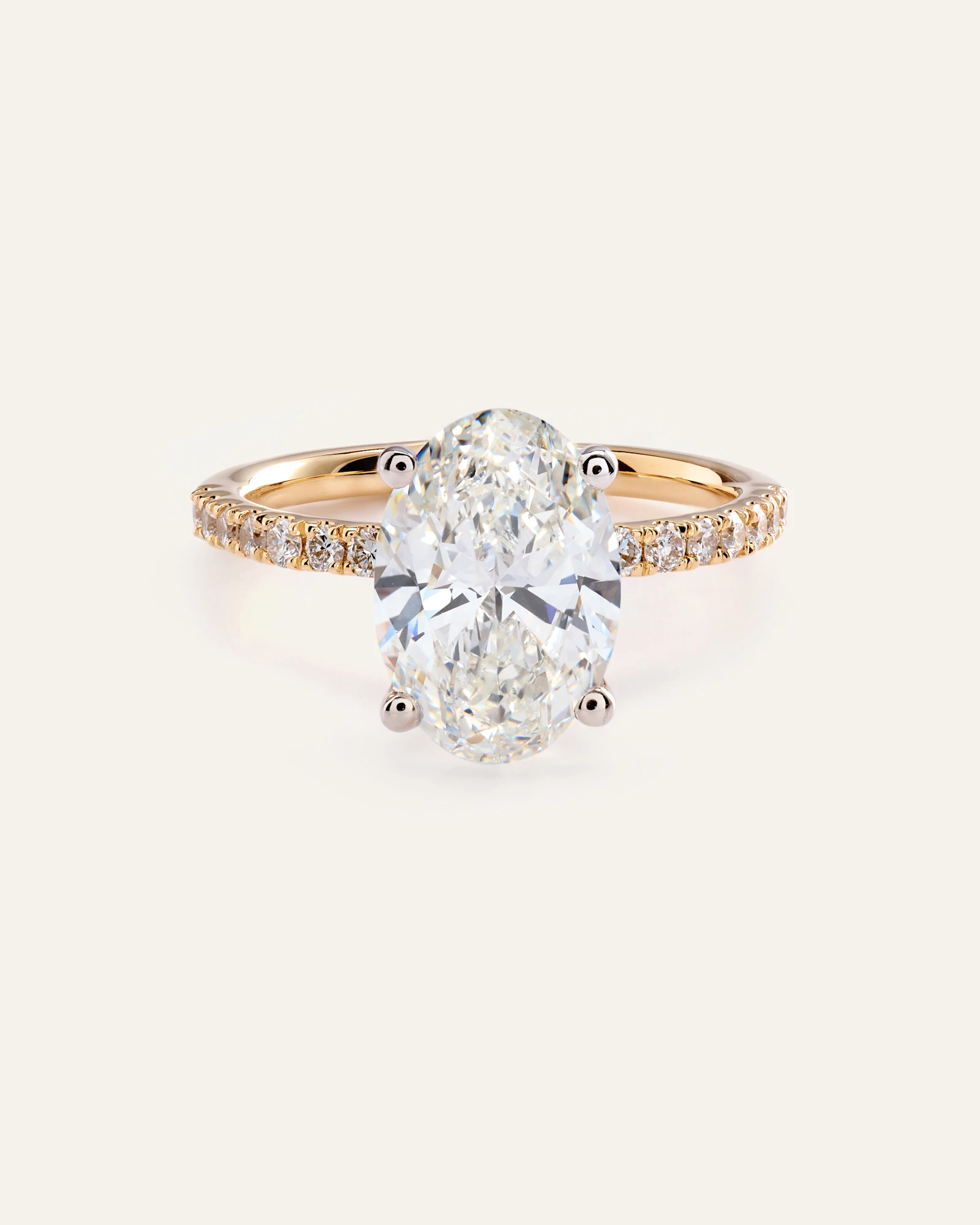 Lab Grown Diamond Oval Petite Pave Engagement Ring