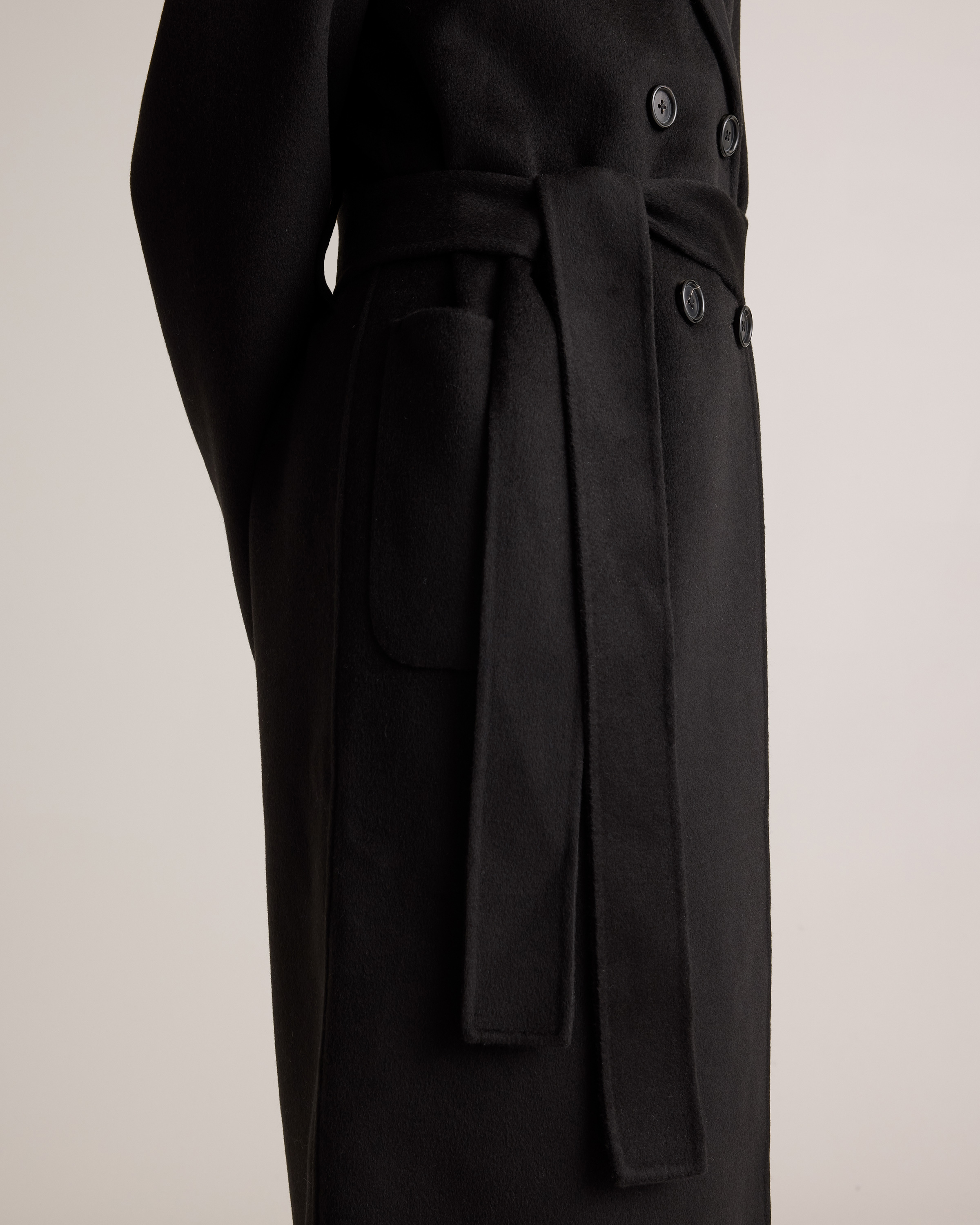 100% Mongolian Cashmere Double-Faced Double-Breasted Wrap Coat in