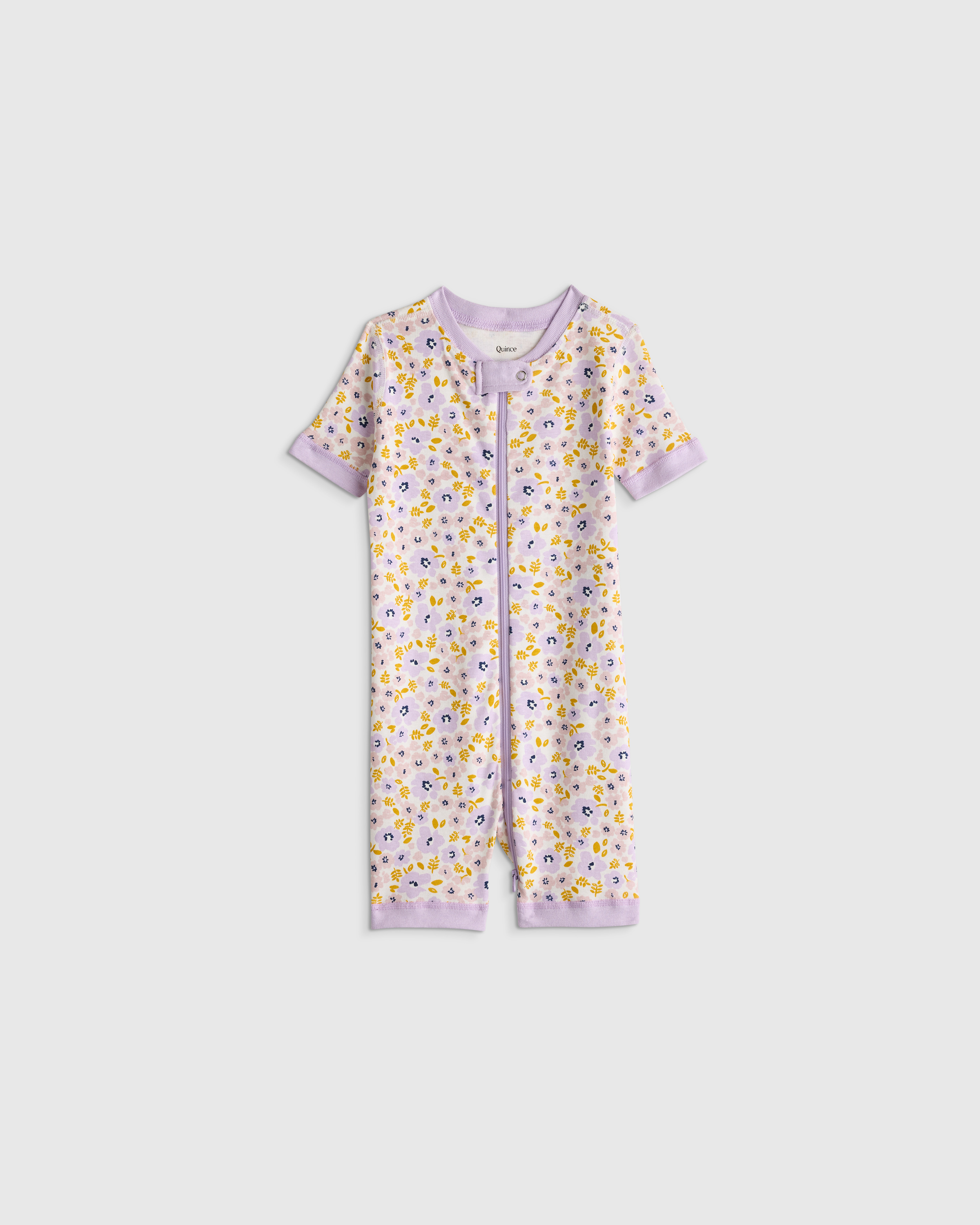 Purple Poppy Floral 100% Organic Cotton Shortie Onesie Pajama