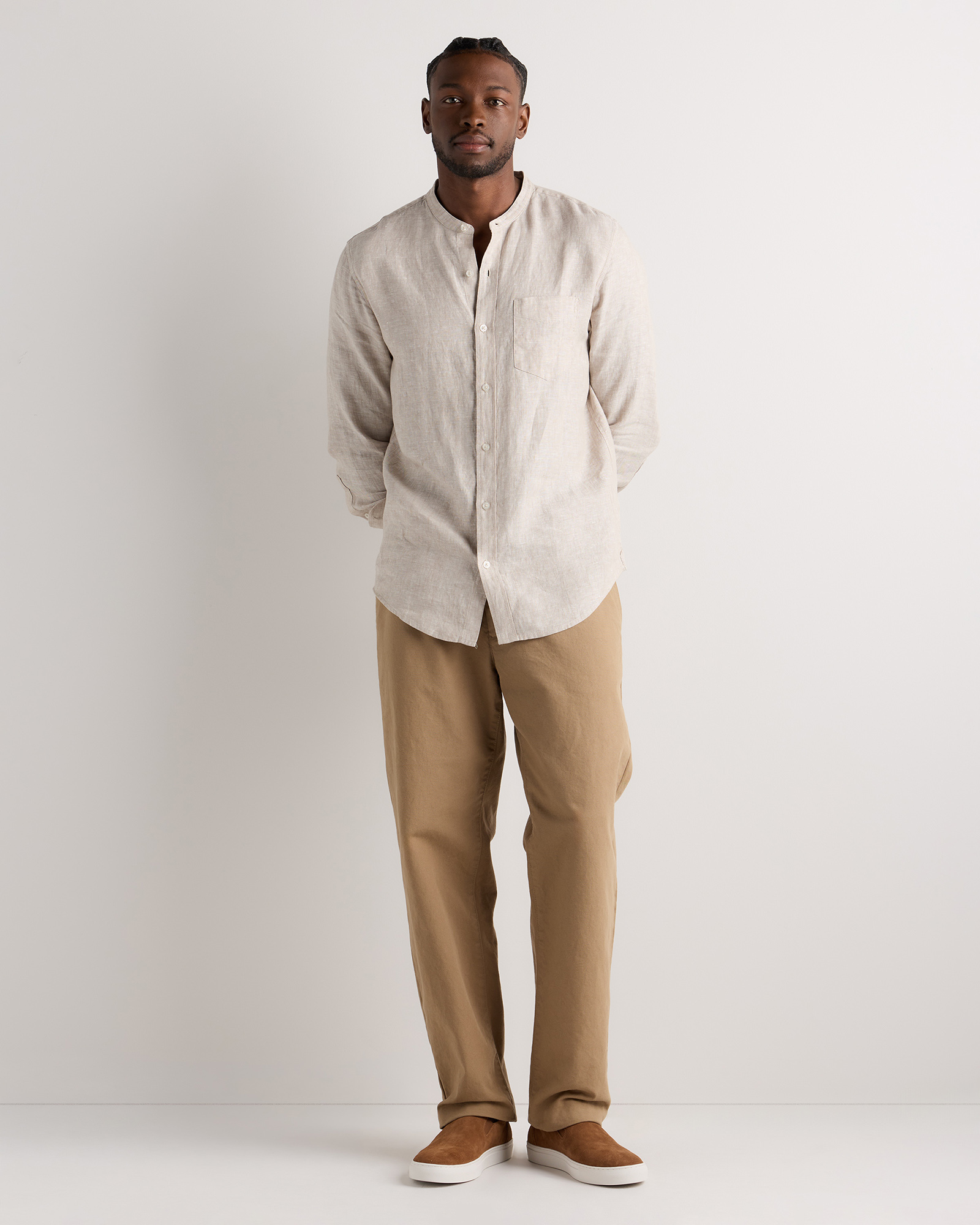 Italian Calfskin Suede Slip-On Sneaker in Whiskey