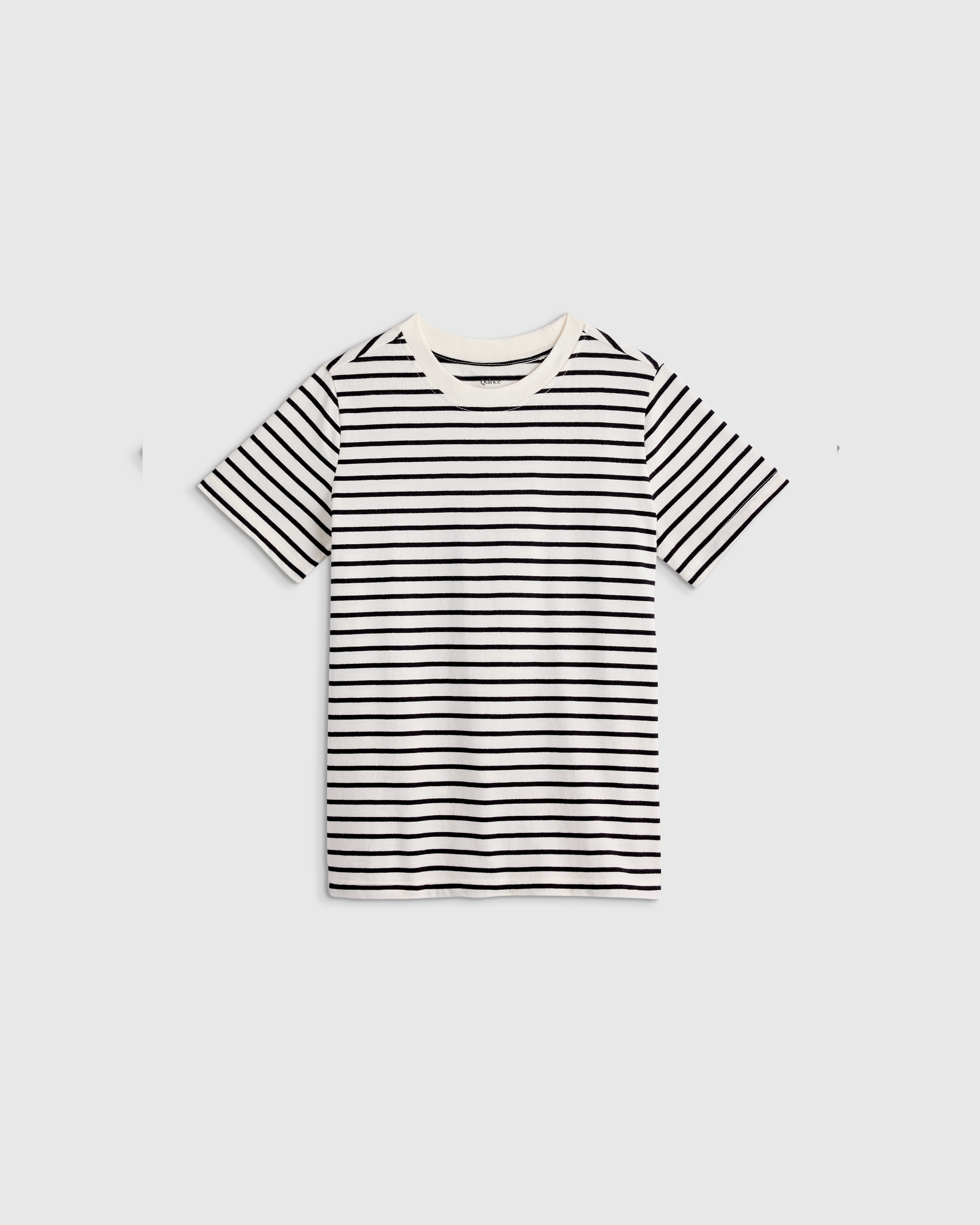Black/White Stripe 100% Organic Cotton Jersey Short Sleeve Tee 