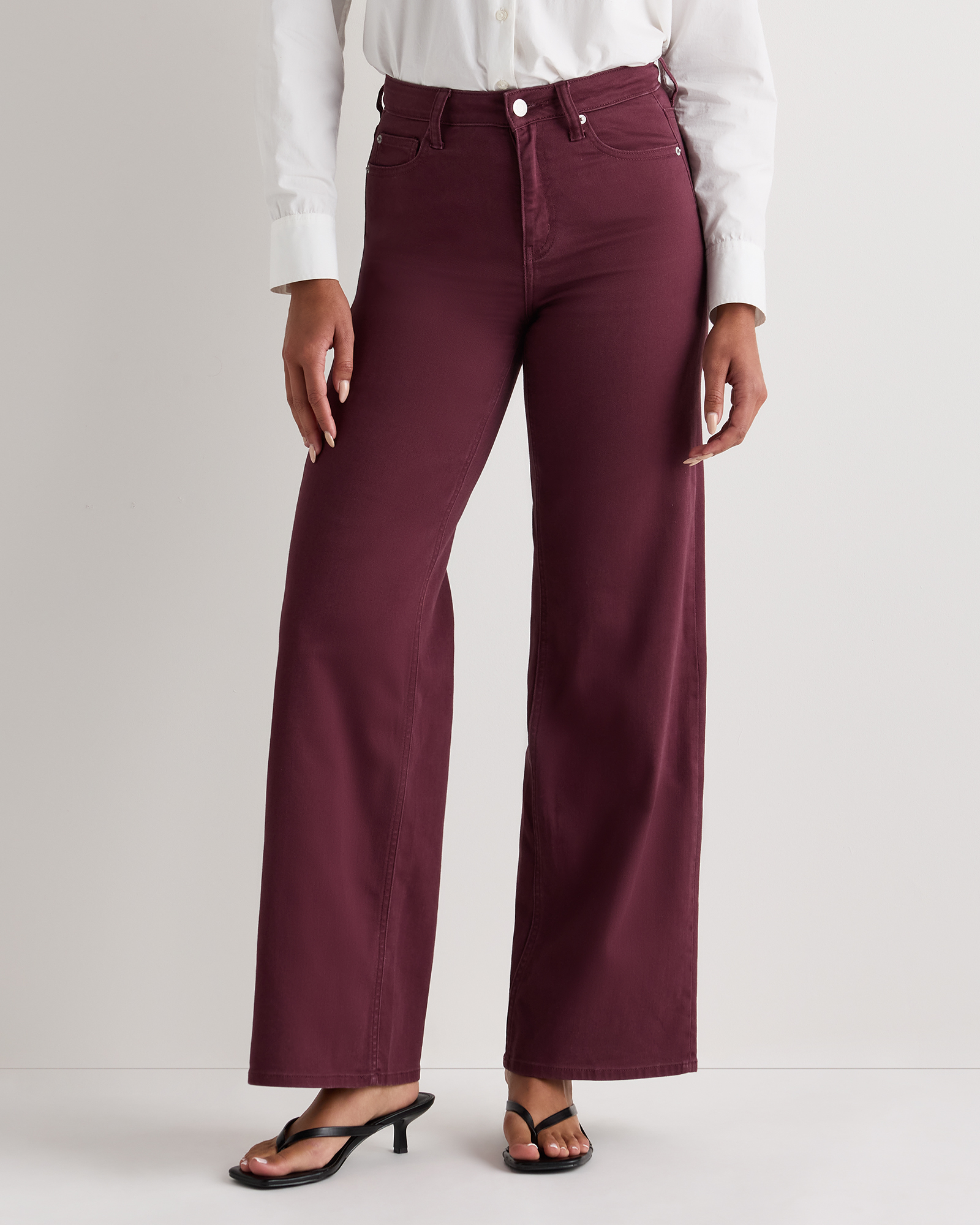 Quince Women's Bella Stretch Wide Leg Jeans In Burgundy