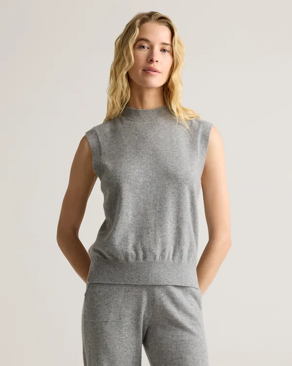 Mongolian Cashmere Mock Neck Sweater Vest
