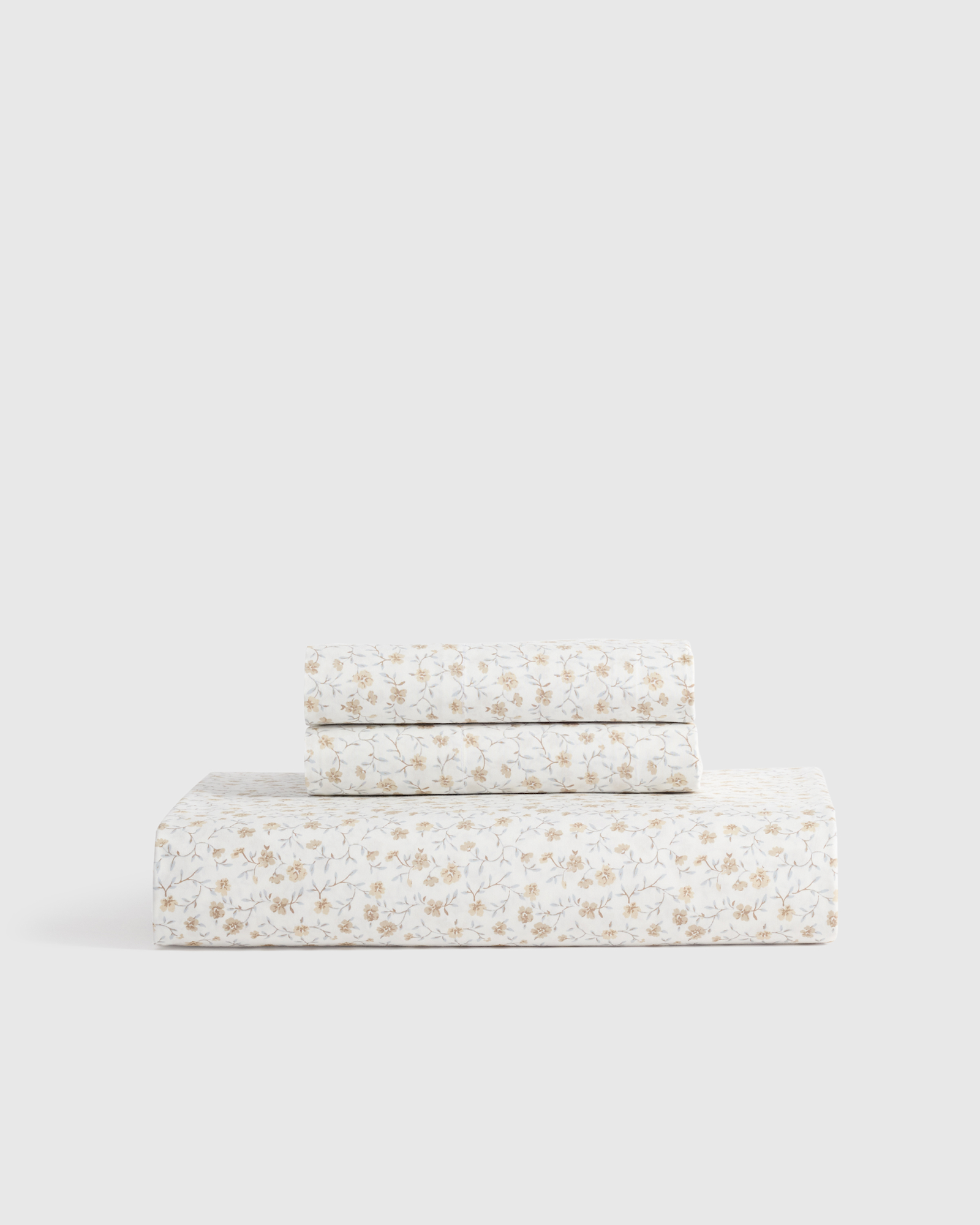 Classic Organic Percale Floral Fitted Sheet Set - Without Flat Sheet, Toffee Florette