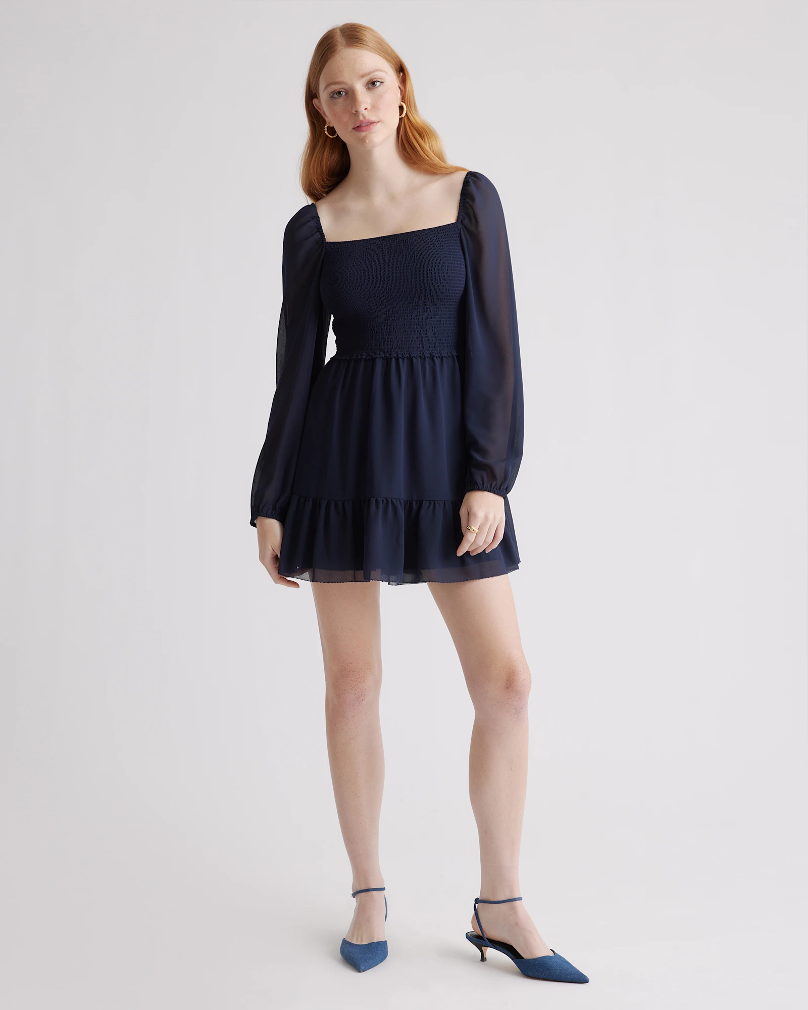 Chiffon Smocked Mini Dress
