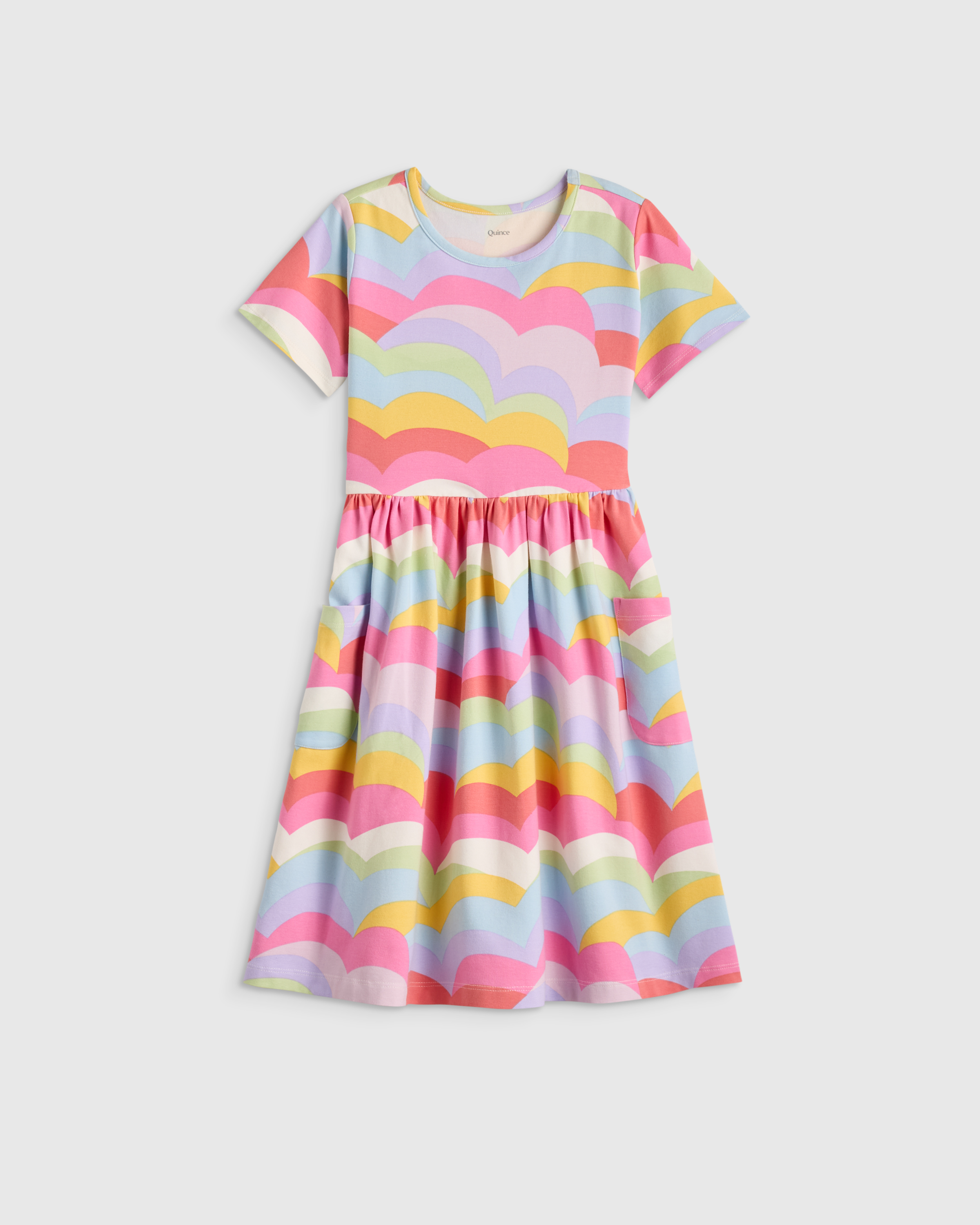 Cloud Rainbow Stripe Organic Cotton Fit and Flare Pocket Dress
