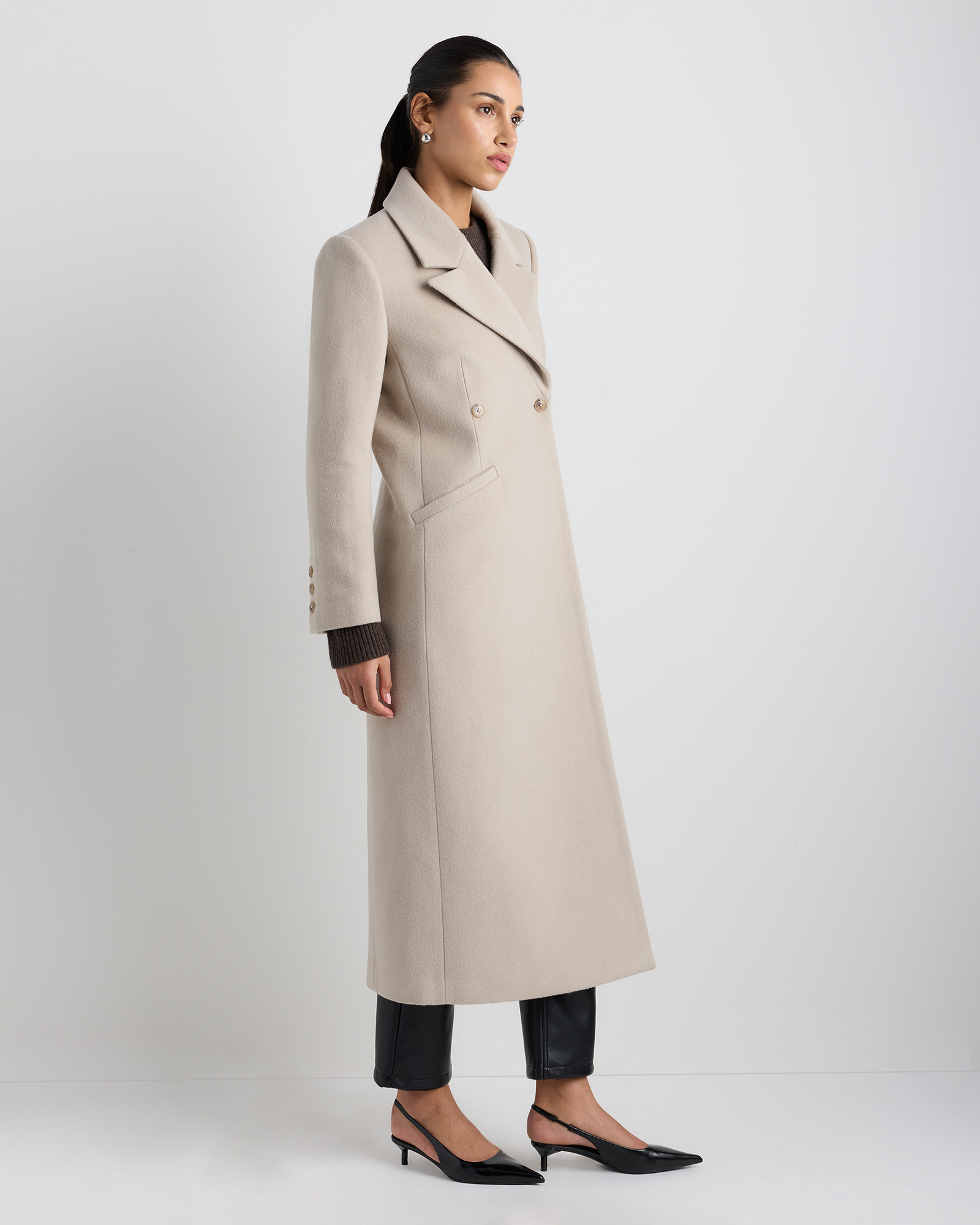 Wool Cashmere Tailored Long Coat