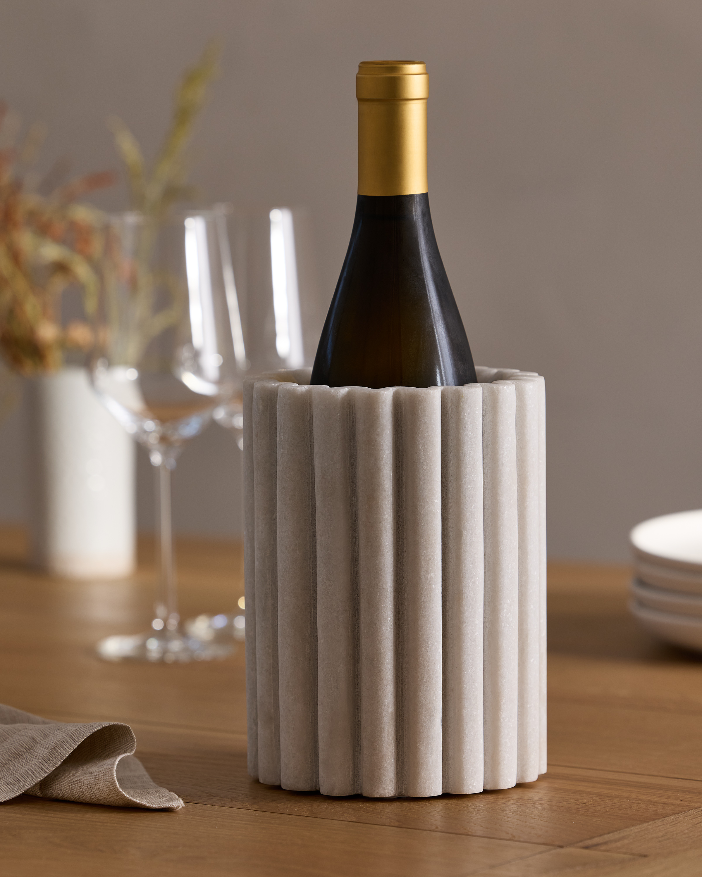 Handcrafted Fluted Marble Wine Chiller - thumbnail 2