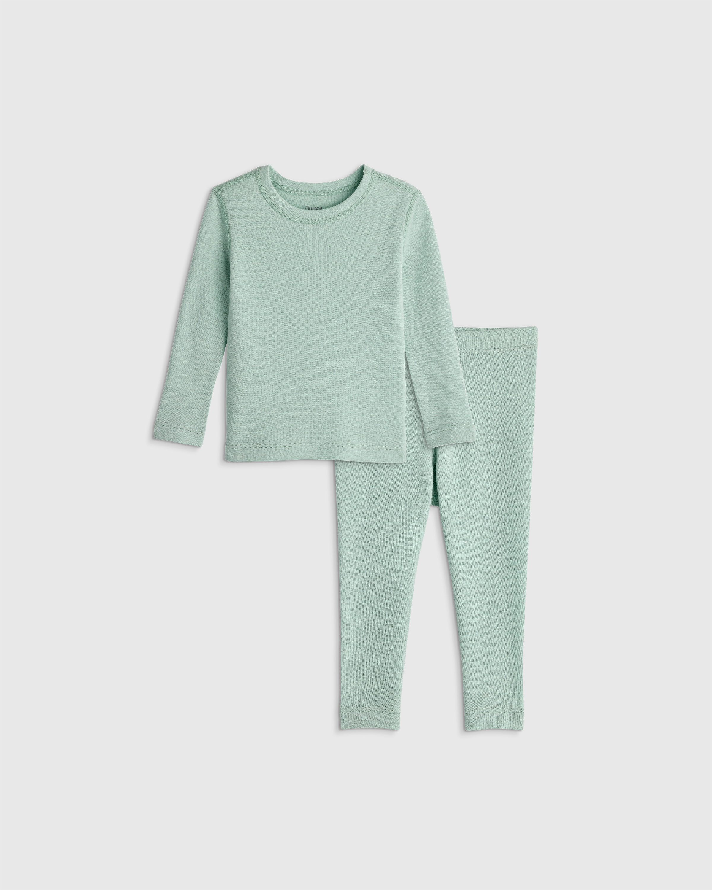 Quince Kids' 100% Merino Wool All-season Base Layer Long Sleeve And Legging Set In Green